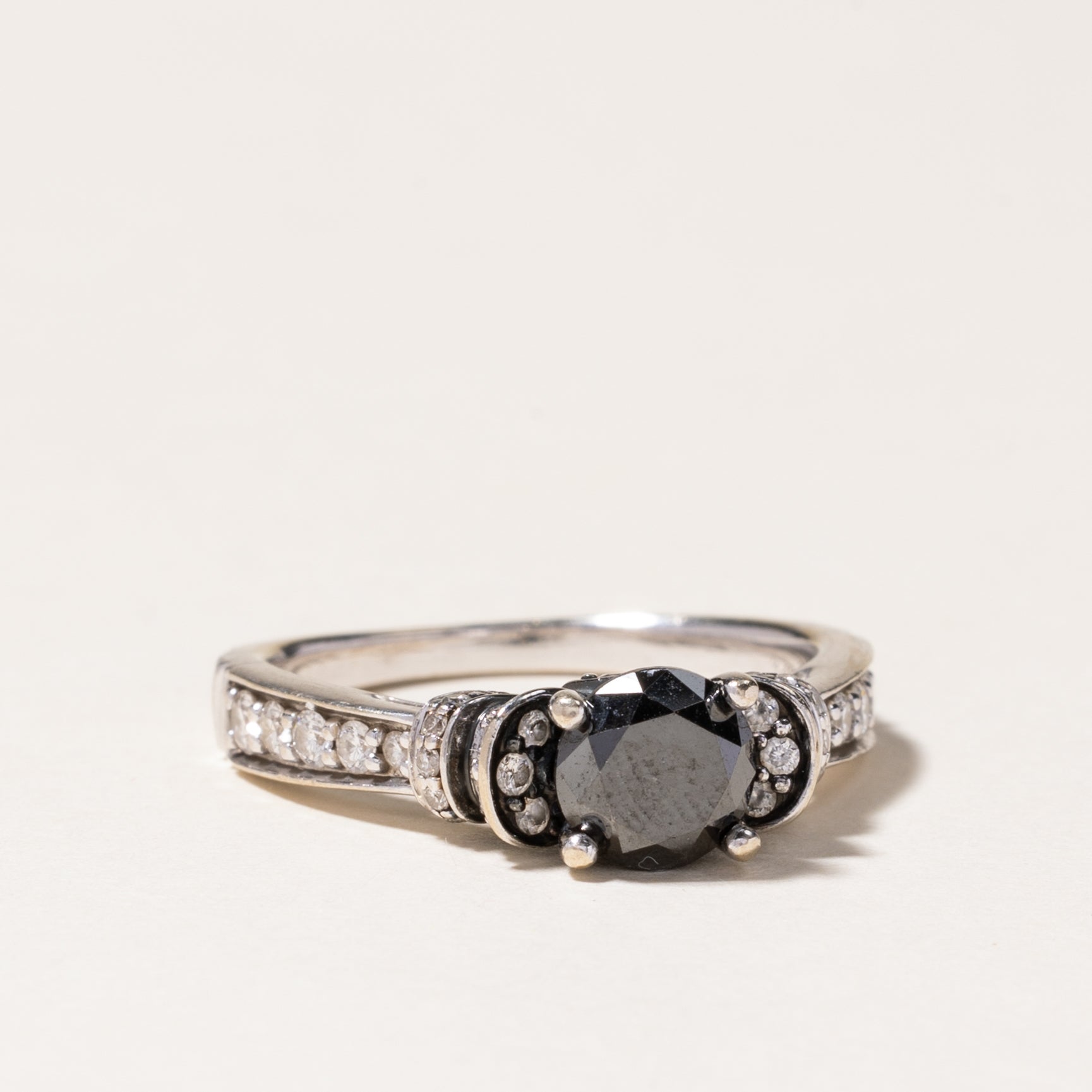 1.00ct Black & White Diamond Engagement Ring for Women | 0.604ctw Wedding Band | Size 7 | Perfect for Proposals, Anniversaries & Special Occasions