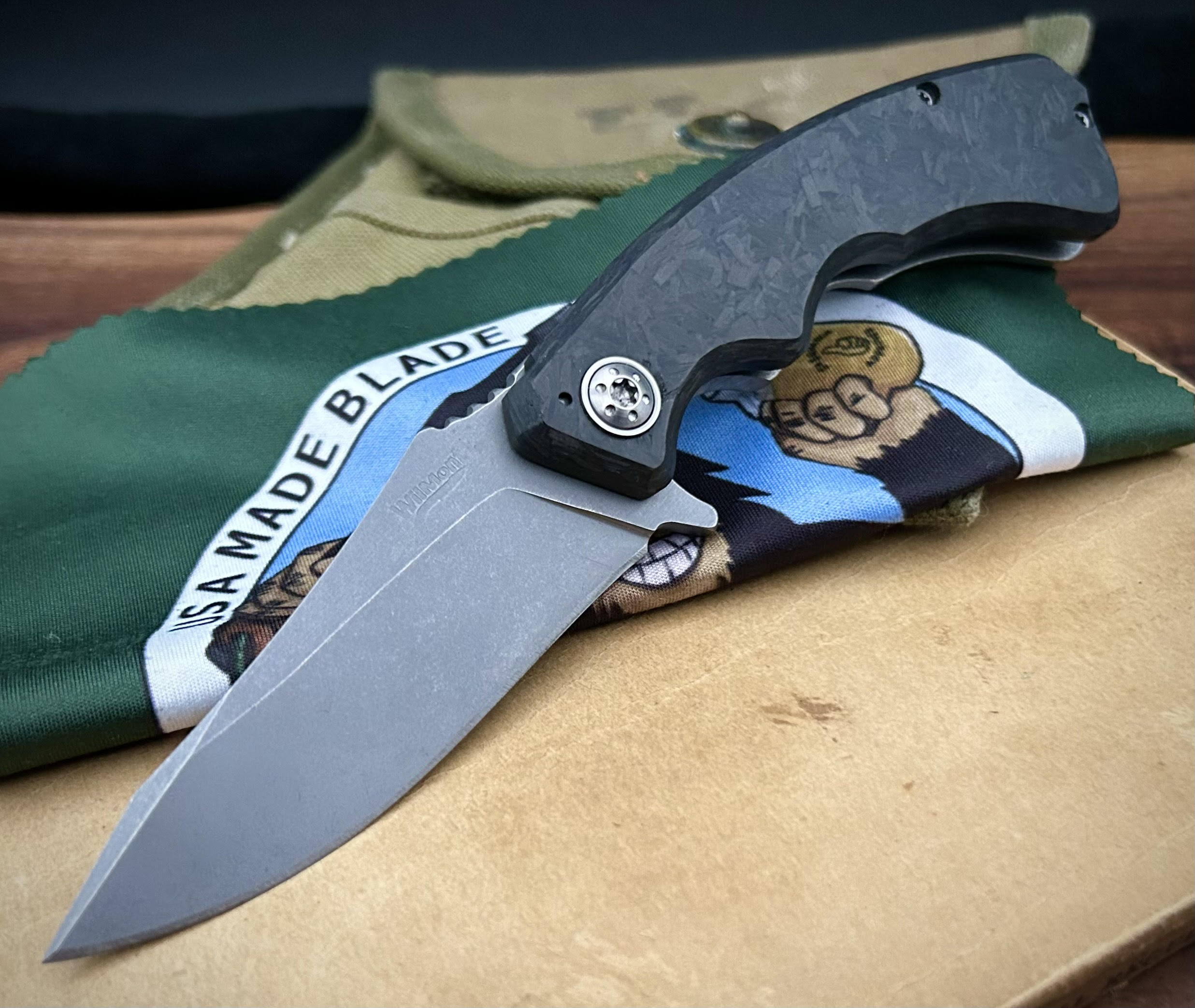 Wilmont Mini PRSA Folding Knife - Carbon Fiber & Titanium Framelock, S35VN Blade - EDC Pocket Knife for Outdoor Camping, Hiking & Everyday Carry