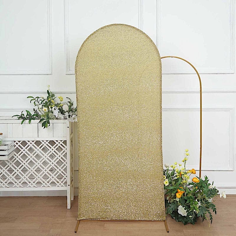 Metallic Fitted Spandex Round Wedding Arch Backdrop Stand Cover - Elegant Ceremony Decor for Weddings, Parties & Photo Shoots