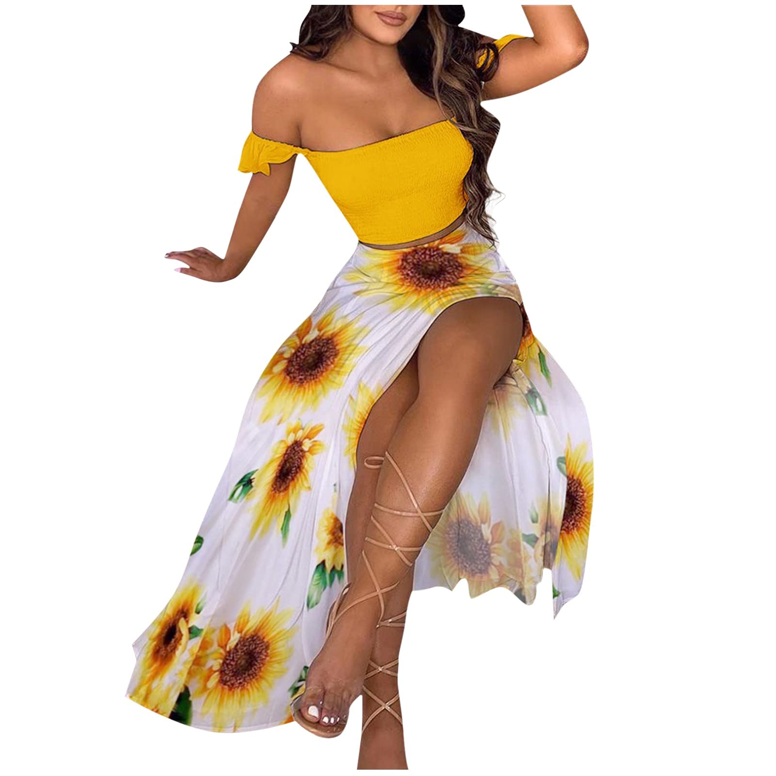 Elegant Women's Maxi Dresses for Holiday & Party - Strapless Floral Print Summer Dress - Perfect for Beach Vacation, Wedding Guest & Evening Events