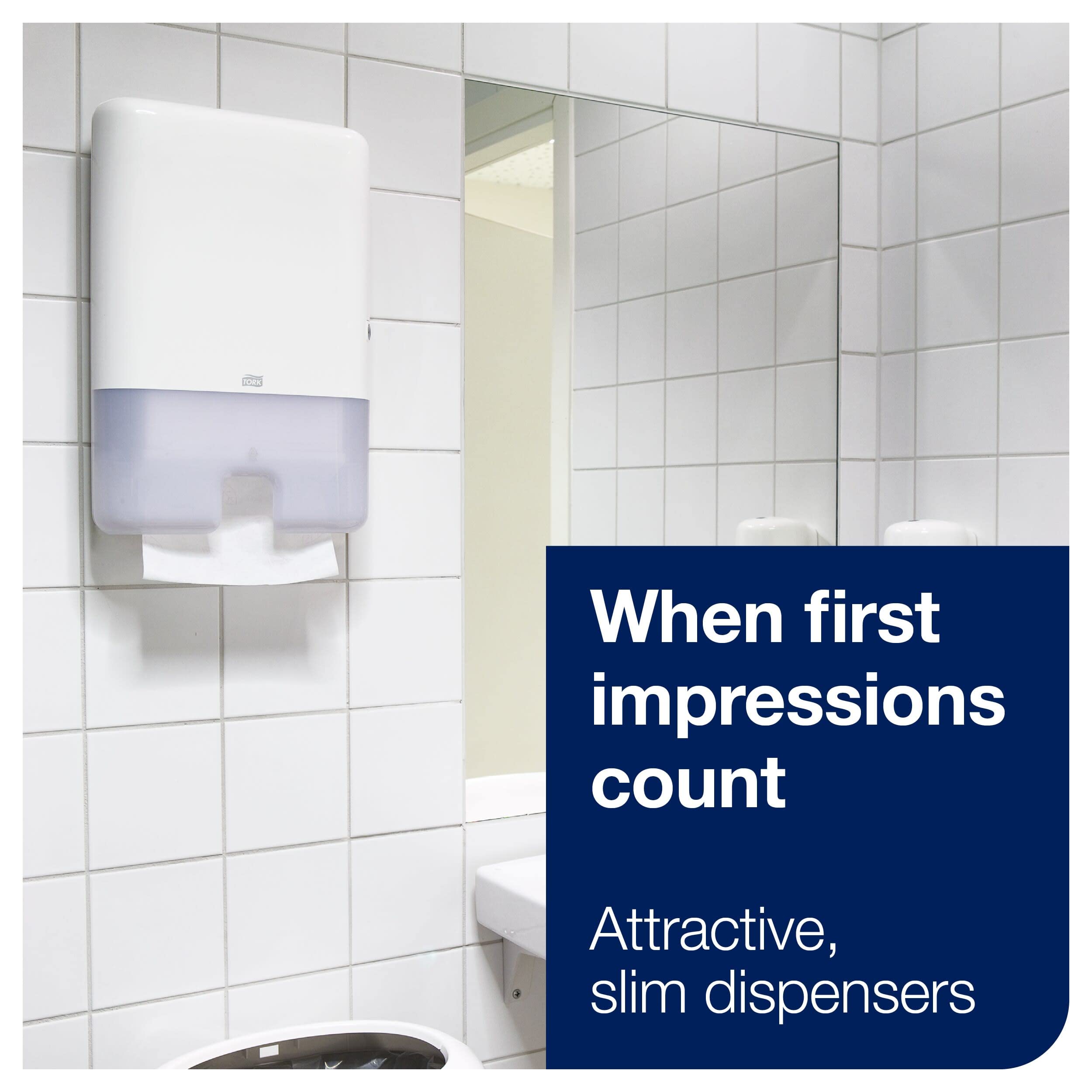 Tork Xpress Multifold Hand Towel Dispenser 552000 - White Slim Paper Towel Dispenser for Single Use | Compact Bathroom & Kitchen Hand Towel Holder for Offices, Restaurants & Public Restrooms