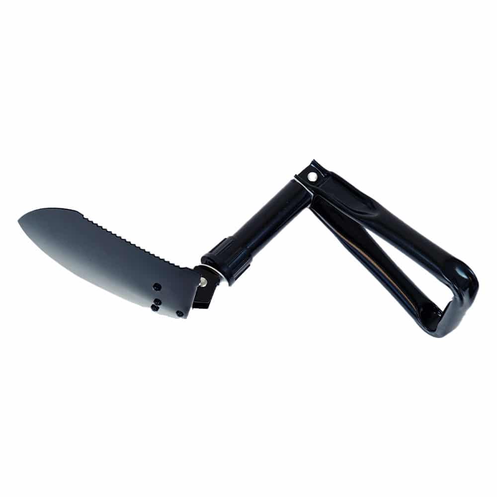 Premium Black Tri-Fold Serrated Shovel with Carrying Case - 23 Inch Heavy Duty Camping Shovel for Hiking, Survival Kit & Outdoor Adventures