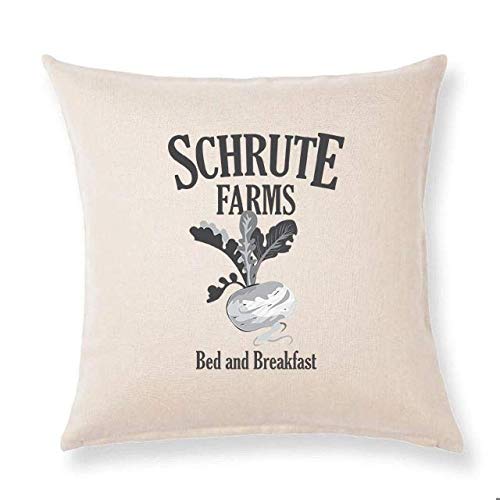 Bonnie Jeans Homestead Prints Farmhouse Throw Pillow Cover - Schrute Farms Themed Home Decor - 18x18 Inches Oatmeal Color - Perfect for Living Room Sofa, Bedroom or Farmhouse Style Decor