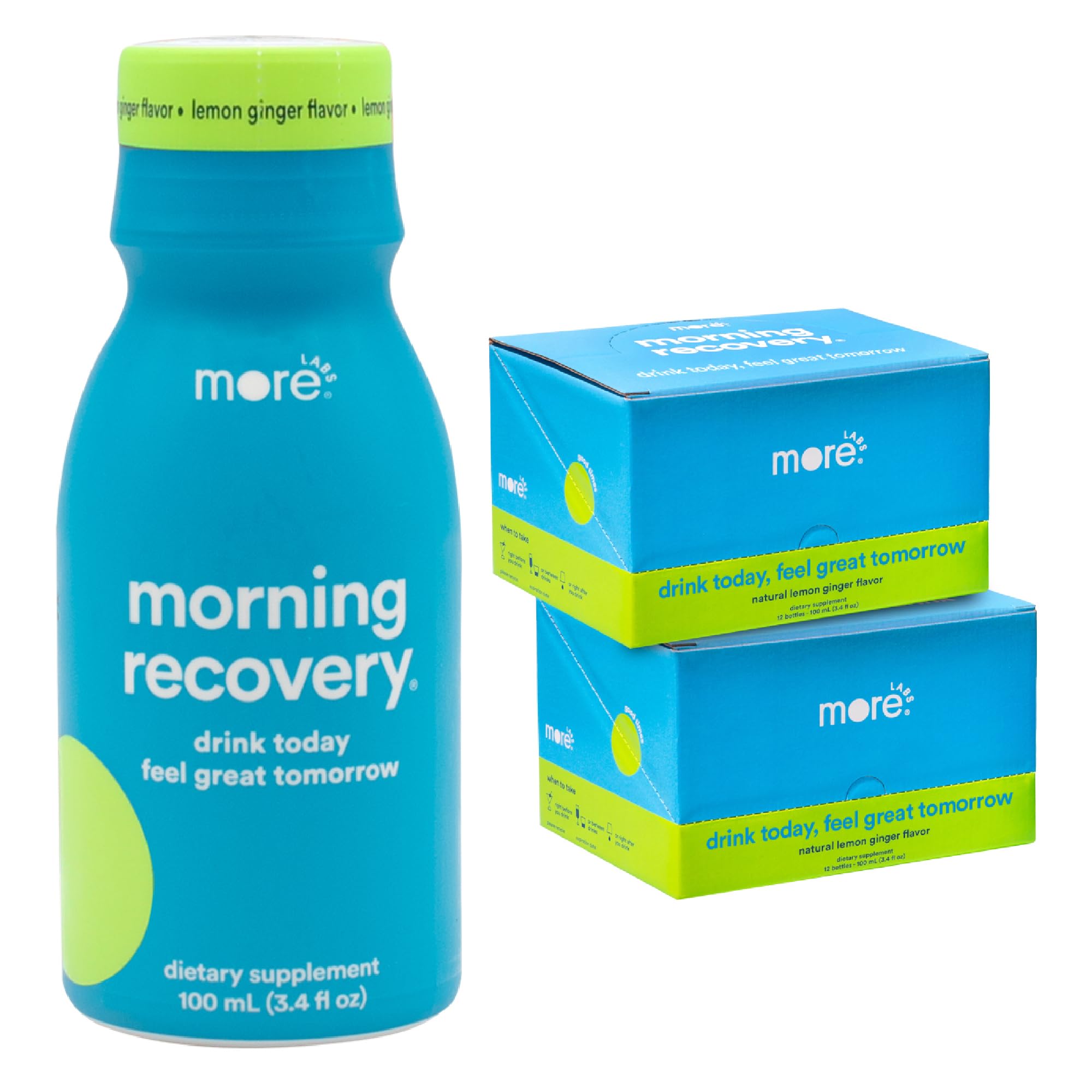 Morning Recovery Electrolyte Drink with Milk Thistle & DHM - Hydrating Lemon Ginger Formula for Hangover Relief - Fast-Acting Liquid Supplement (24-Pack) | Post-Party Recovery, Workout Hydration & Daily Wellness