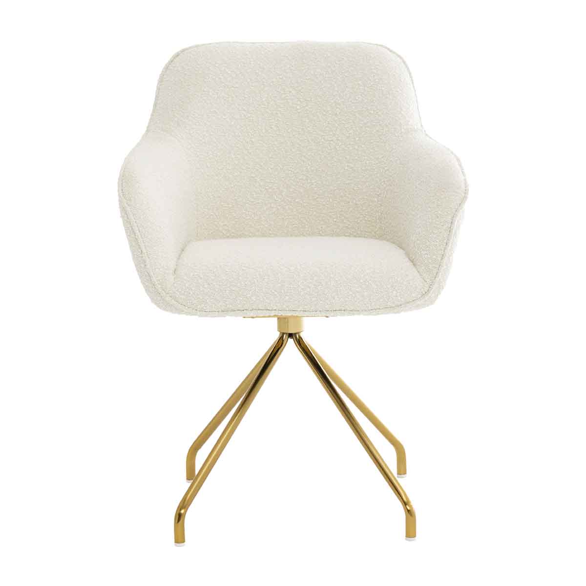 Levi Swivel Boucle Dining Arm Chair - Modern Upholstered Accent Chair for Kitchen, Dining Room & Office - 360 Degree Swivel & Comfortable Seat