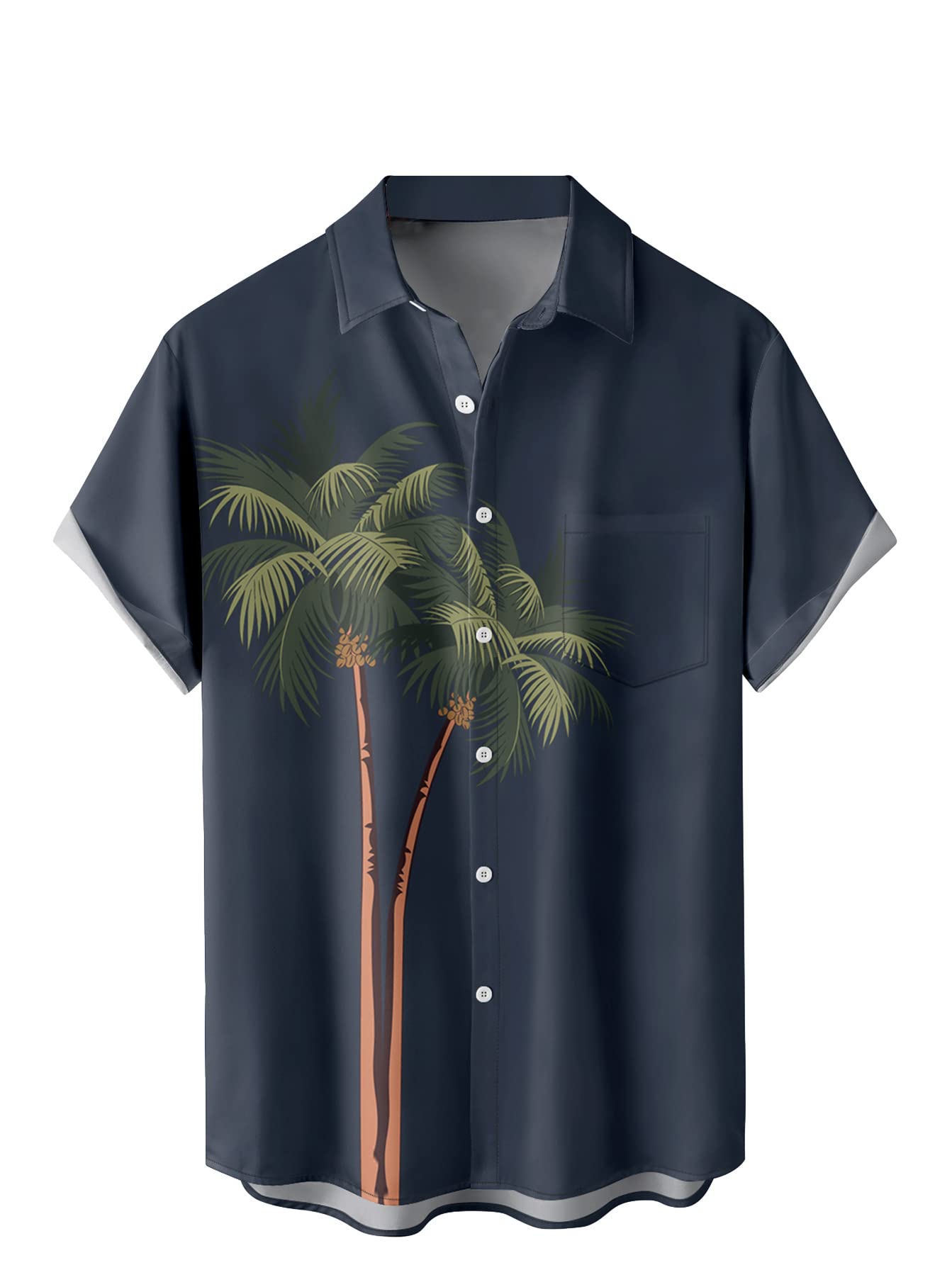 WRITKC Hawaiian Shirts for Men - Loose Fit Short Sleeve Tropical Beach Shirts | Breathable Resort Casual Button Down Shirts for Vacation, Summer Party & Island Getaway