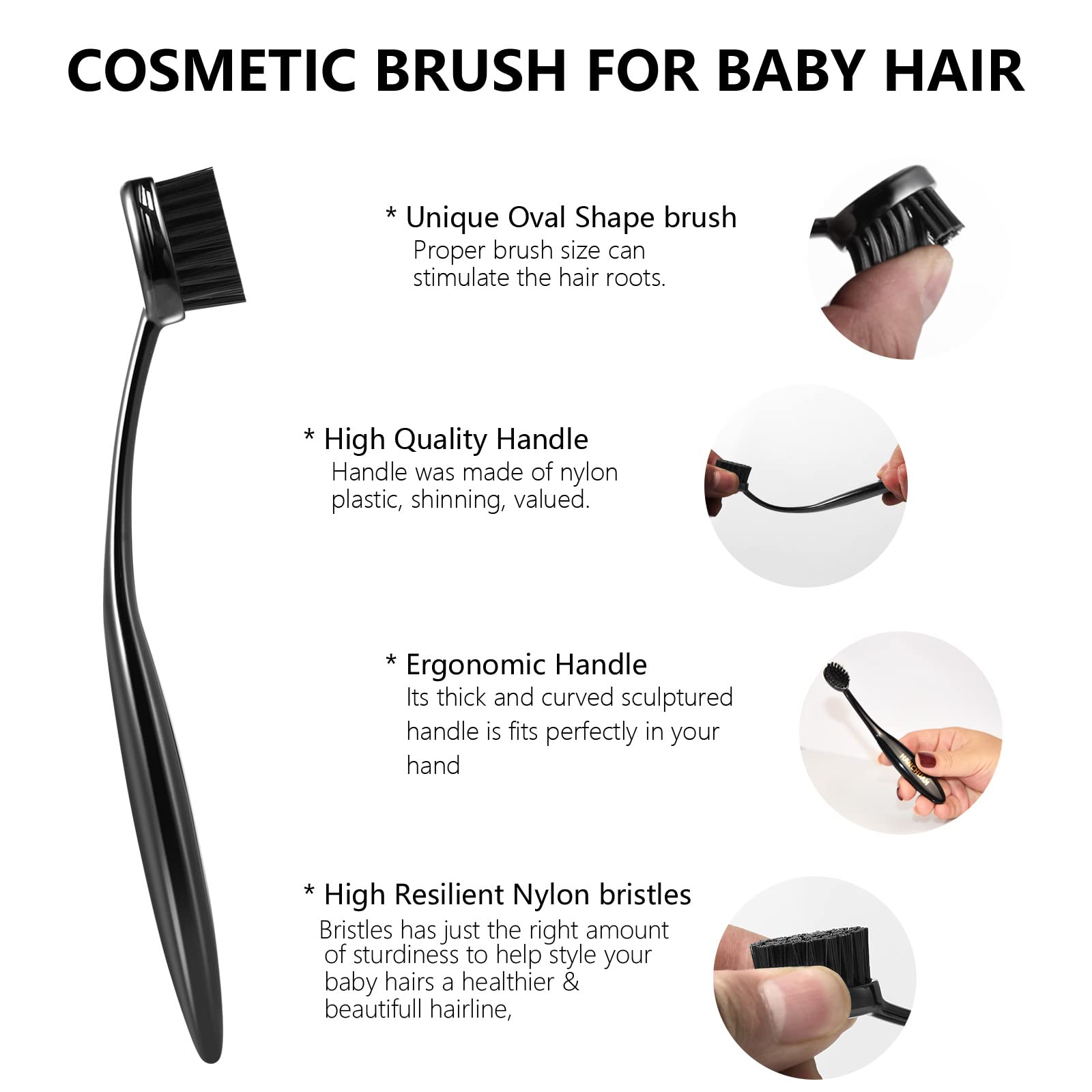 Professional Precision Styling Brush for Natural Hair - Portable Edge Control & Bristle Brush for Smooth Hairstyles | Perfect for Salon, Home Use & Travel