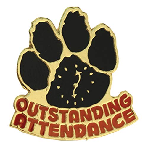 Jones School Supply - 100pcs Paw Print Outstanding Attendance Lapel Pins for Students & Teachers - Perfect Attendance Award Mascot Pins for Classroom Rewards, School Events & Recognition Ceremonies