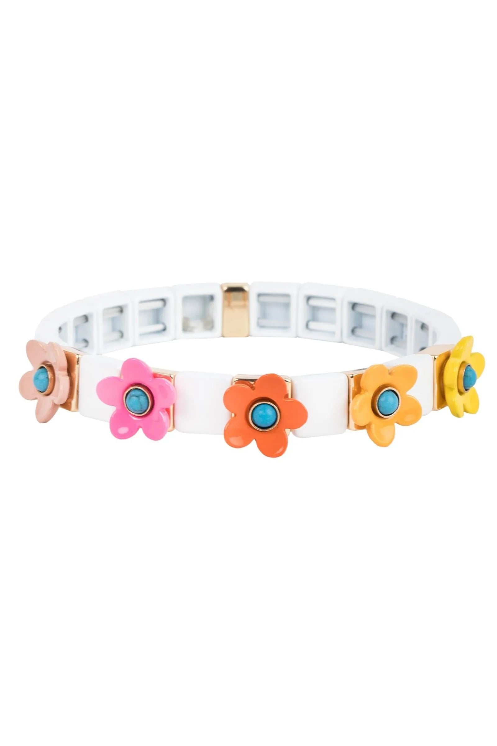 Charming Daisy Delight Enamel Bracelet for Women - Dainty Floral Fashion Jewelry Gift for Her - Perfect for Casual Wear, Date Nights & Special Occasions