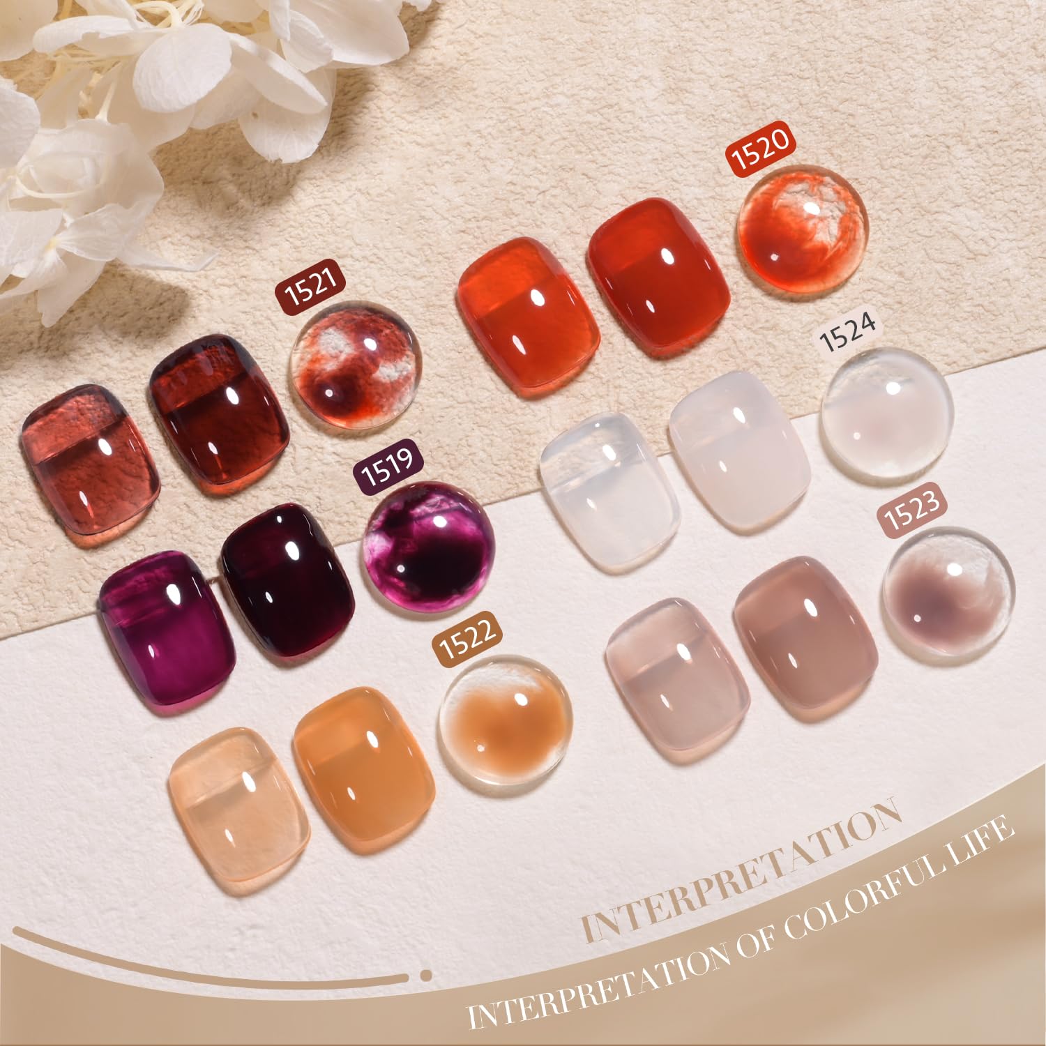 GAOY 6 Colors Jelly Brown Gel Nail Polish Set - Transparent Nude White Dark Red Sheer Gel Polish Kit for Salon & DIY Manicure | Perfect for Home Nail Art, Wedding, Party & Special Occasions