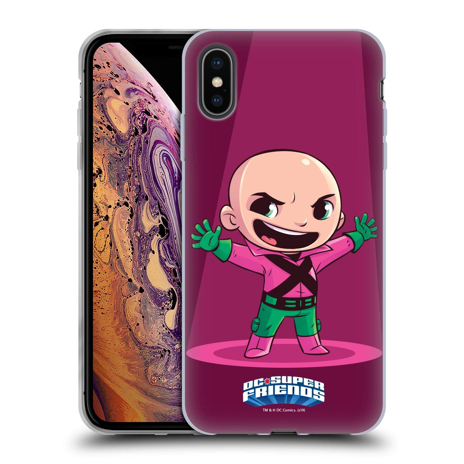 Head Case Designs Super Friends DC Comics Lex Luthor iPhone Xs Max Case - Durable Soft Gel Cover for Toddlers & Kids - Perfect for School, Playtime & Daily Protection
