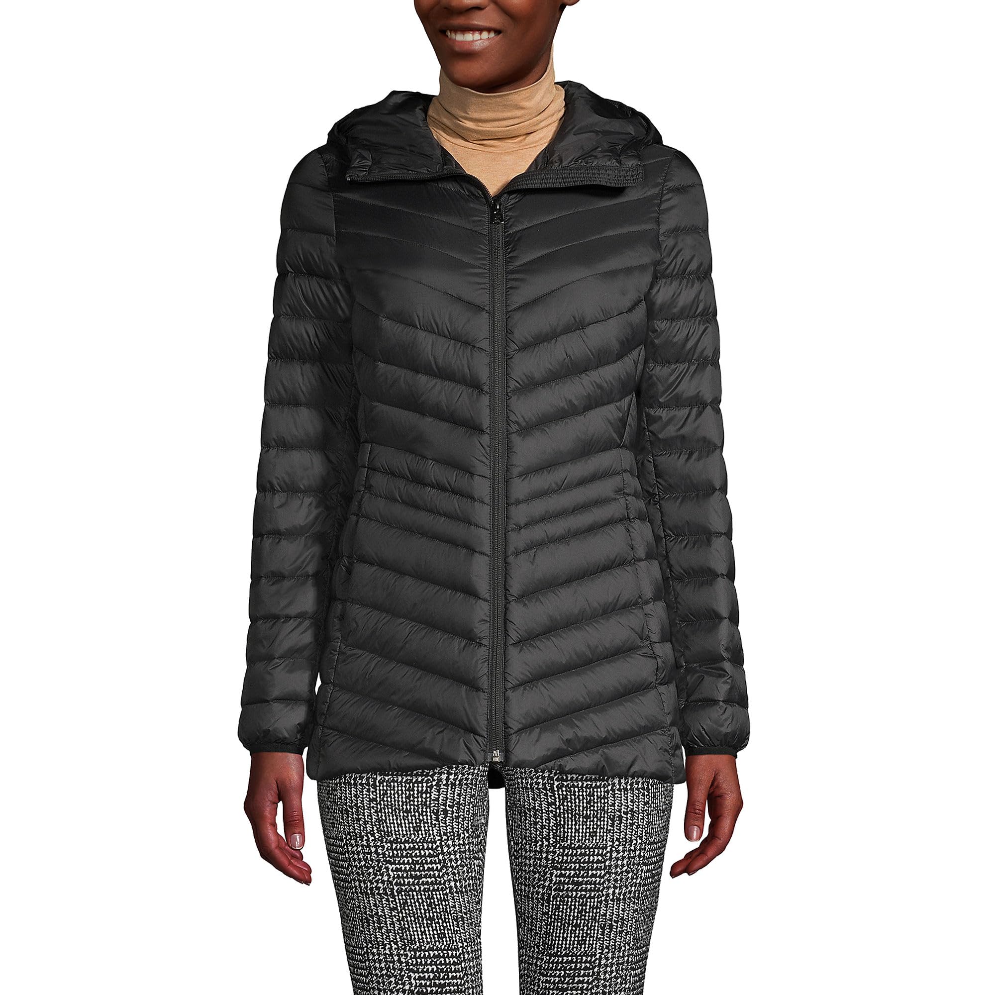 Lands' End Women's Ultralight Packable Down Jacket - Lightweight Warm Winter Coat for Travel & Outdoor Activities