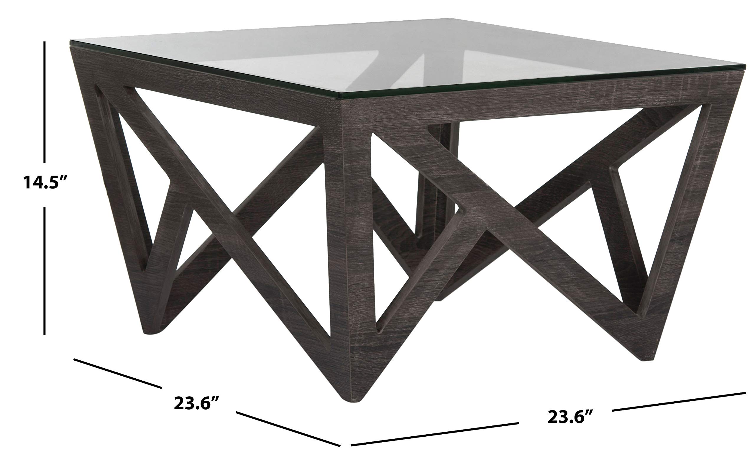 Safavieh Radley Grey Geometric Glass Coffee Table for Living Room