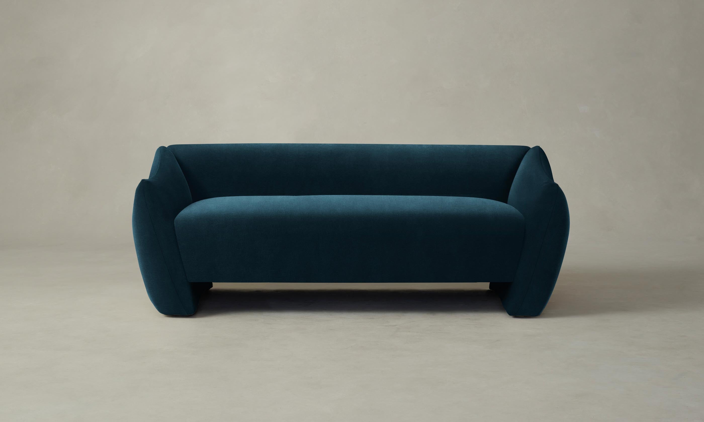 Bond Settee Performance Velvet Sofa in Lagoon Blue - Modern Velvet Upholstered Couch for Living Room, Lounge & Home Theater Seating