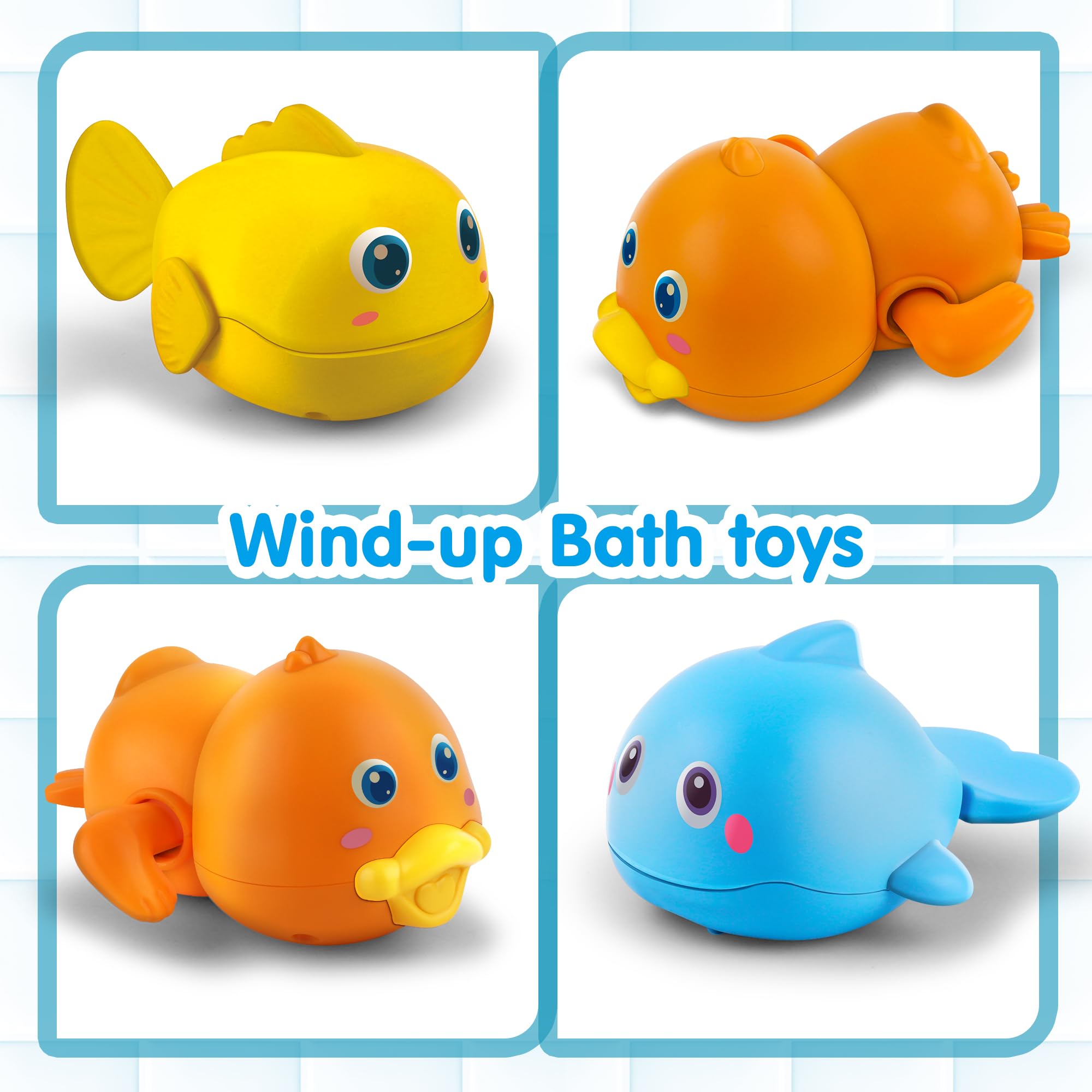 **Dwi Dowellin Magnetic Fishing Bath Toys for Toddlers - Wind-Up Swimming Fish, Duck & Whale Floating Water Toys for Kids & Baby - Safe, Mold-Free Bathtub Fun for Infants & Toddlers - Perfect for Bathtime Play & Early Learning**