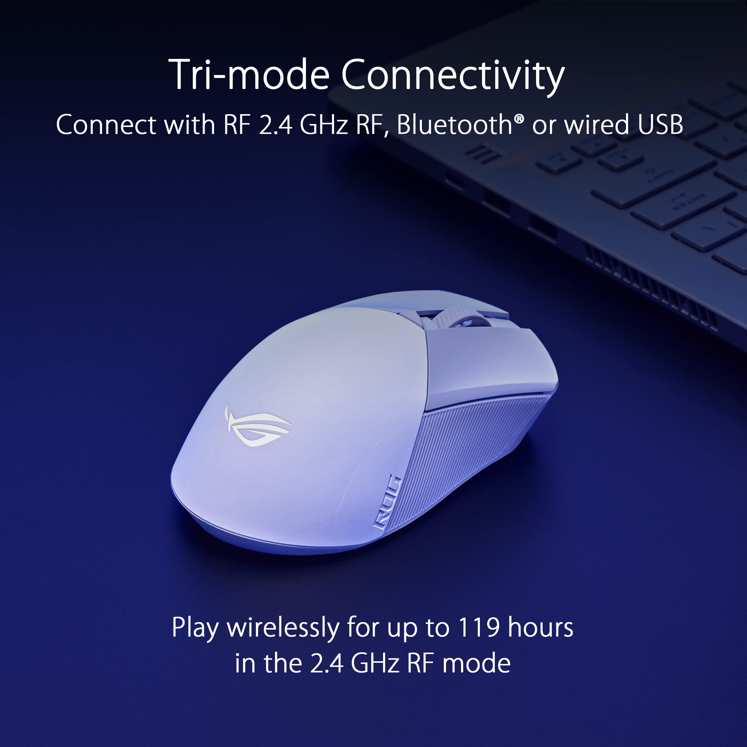 ASUS ROG Gladius III Wireless Gaming Mouse - 36000 DPI Optical Sensor, 6 Programmable Buttons, Hot-Swappable Switches, Paracord Cable (White) - Perfect for FPS, MOBA & Esports Gaming