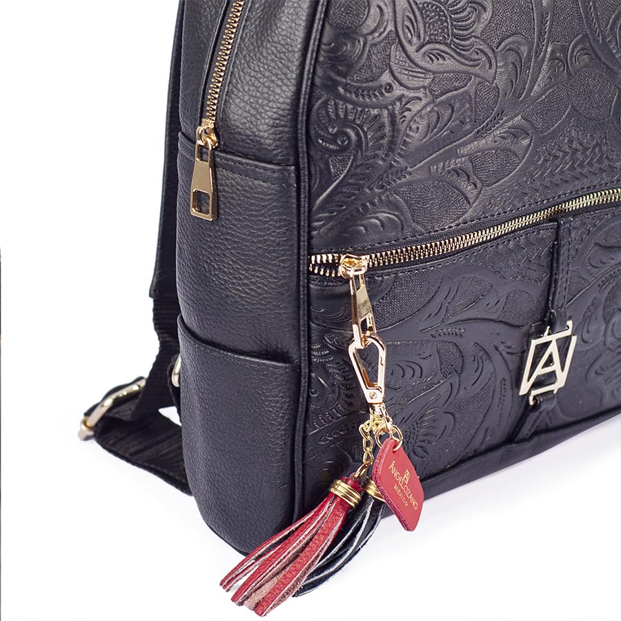 Handcrafted Leather Backpack for Women - Chiapas Model with Chiseled Engraving | Stylish & Durable Travel, Work & College Bag