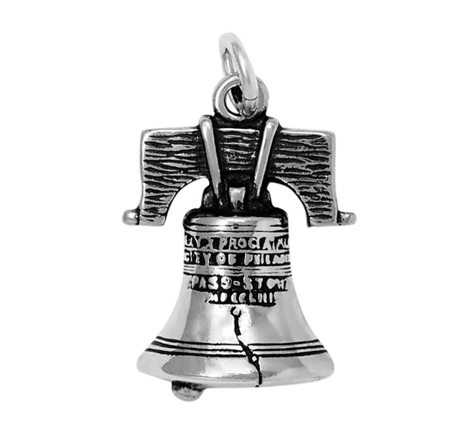 Sterling Silver Liberty Bell Charm Pendant - Philadelphia Pennsylvania Jewelry - Perfect for Necklaces, Bracelets & Gifts
