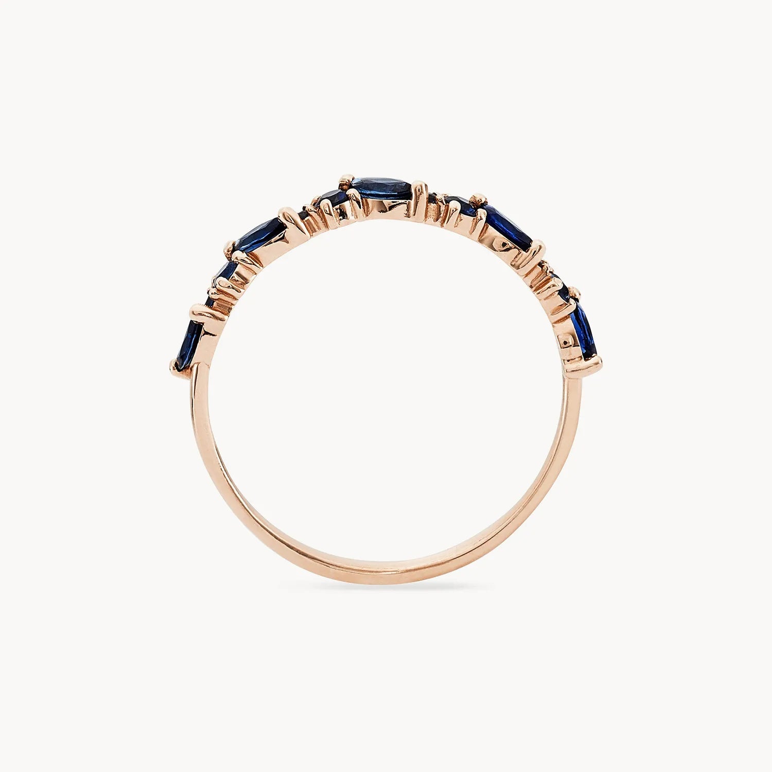 14K Rose Gold Reverie Band with Genuine Blue Sapphire - Elegant Stackable Ring for Women, Perfect for Weddings, Anniversaries & Everyday Wear