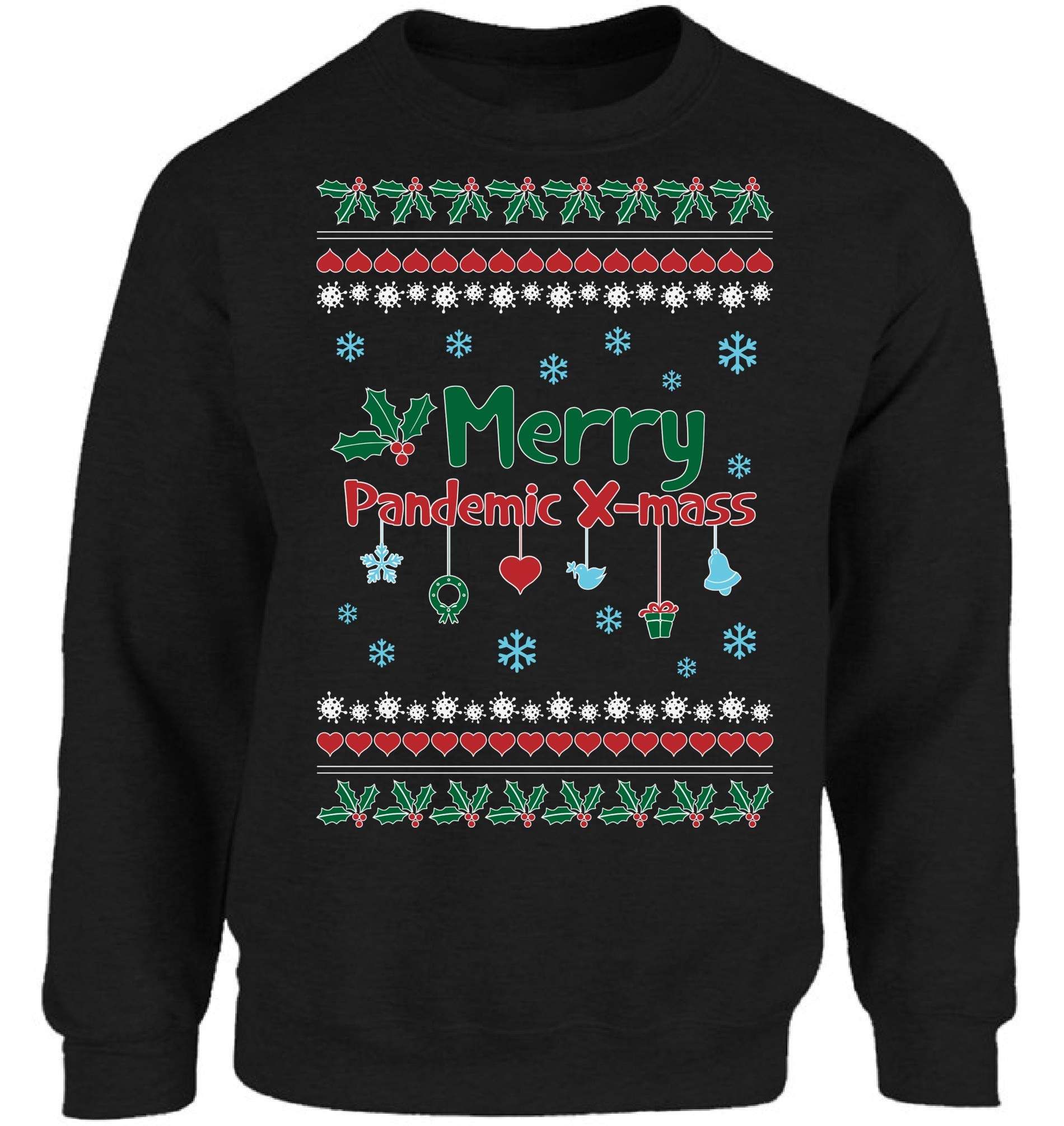 Funny Ugly Christmas Sweater 2020 - 'World Ends' Holiday Design - Santa 6 Feet Away - Perfect for Virtual Parties & Social Distancing Gifts