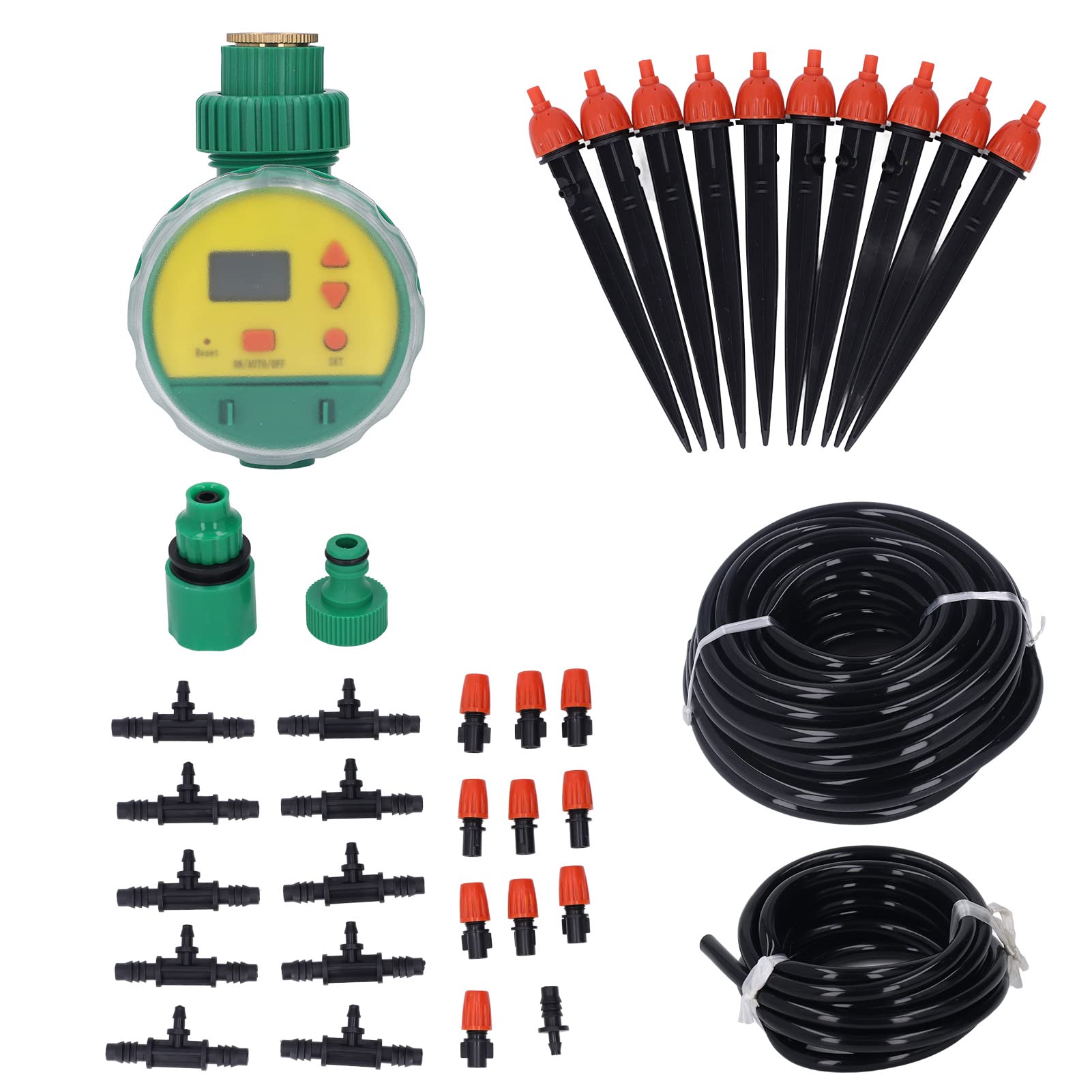 **TopinCN Automatic Watering System - 10m Hose & 10 Nozzles, Single Outlet Timer for Garden, Greenhouse, Patio | Smart Irrigation Controller for Plants, Lawns & Indoor Greenery**