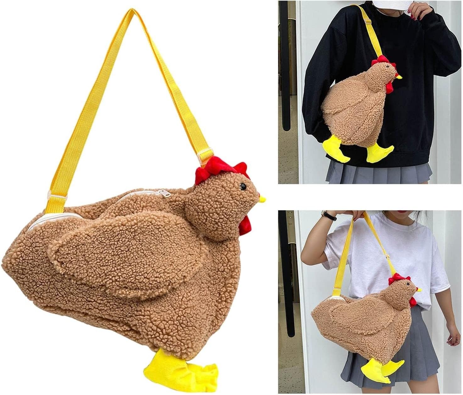 Cute Fluffy Chicken Purse - Plush Hen Shoulder Bag, Funny Animal Cartoon Crossbody Handbag for Women & Girls | Perfect for Cosplay, Costume Parties, and Everyday Fun Accessory