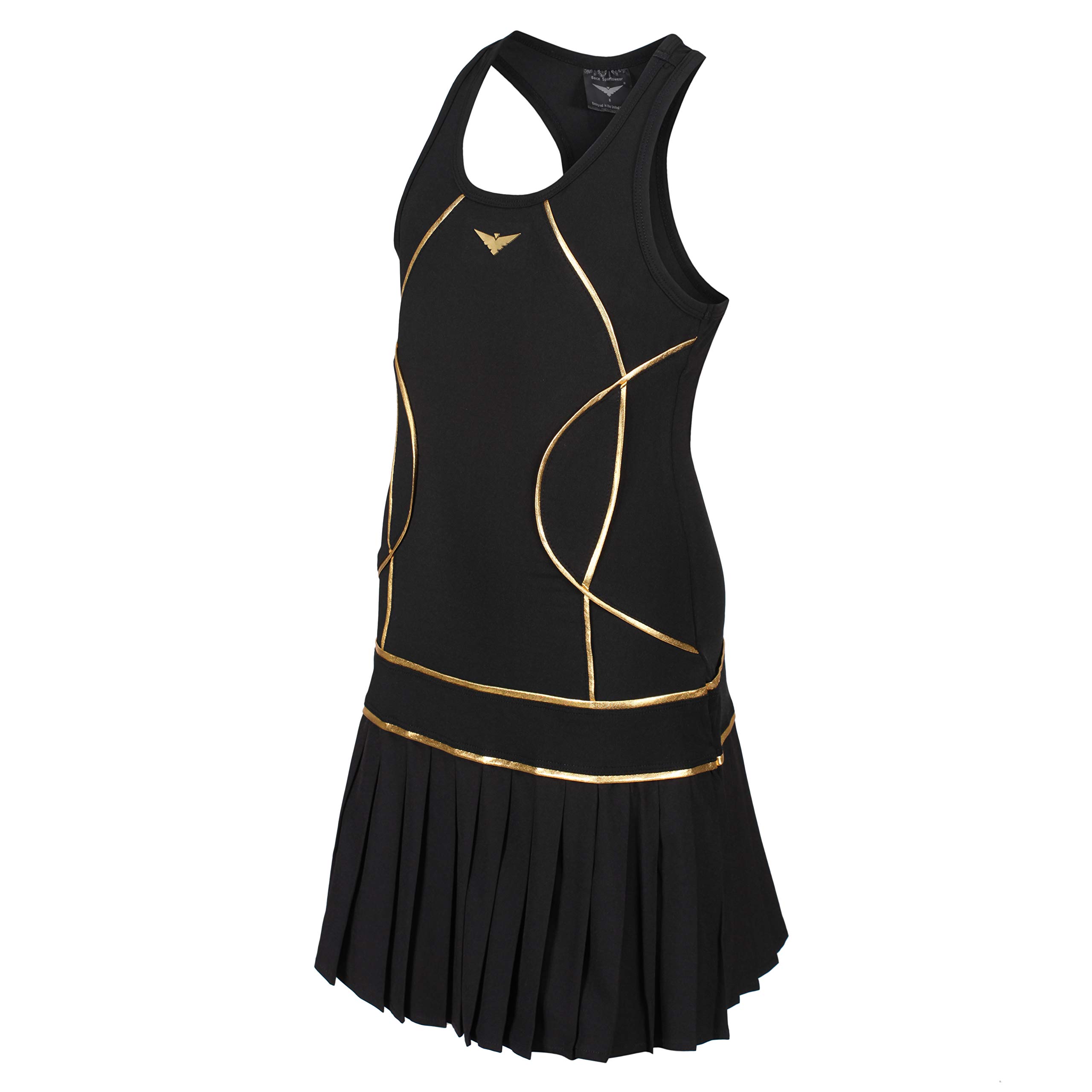 Girls White & Black Pleated Tennis Dress - Stylish Golf & Tennis Outfit for Girls - Perfect for Sports, Practice & Casual Wear