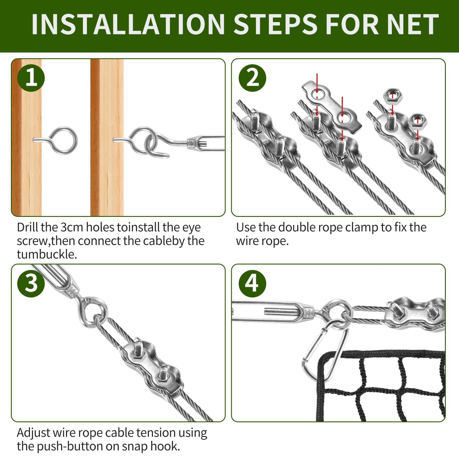 Premium NQB Golf Practice Net with Steel Hanging Kit & Nylon Rope - Multi-Sport Training Net for Golf, Baseball, Hockey, Soccer, Lacrosse - Perfect for Backyard Driving, Indoor Garage & Sports Training