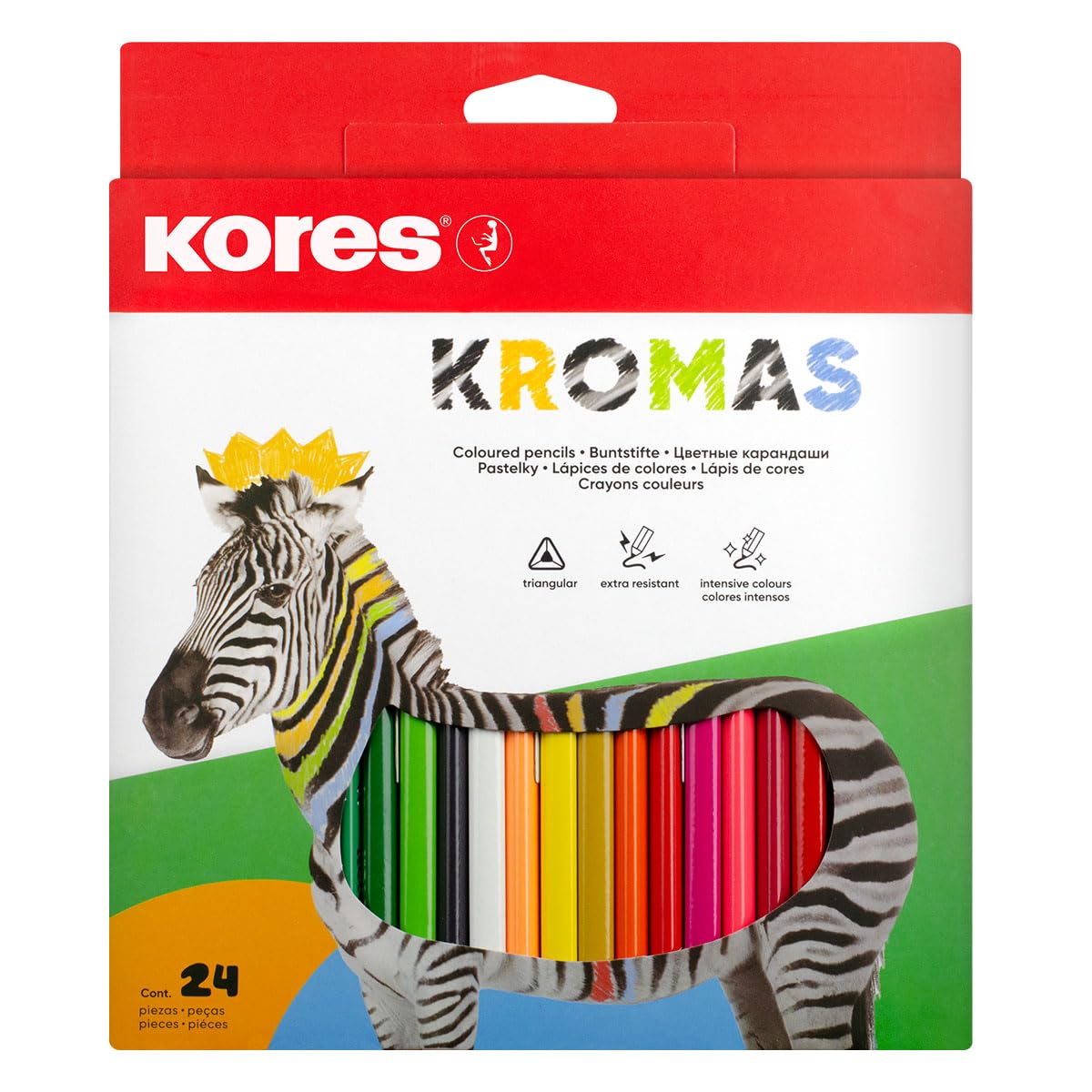 Kromas 24-Colored Pencils Set - Soft Triangular Lead for Kids, Beginners & Artists - Vibrant Assorted Colors - Ideal for School, Sketching & Coloring Books - Premium Art Supplies (Pack of 1)