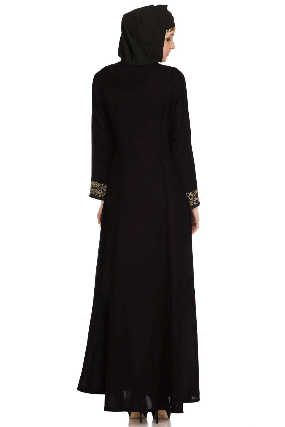 Malika Black Nida Abaya - Elegant Muslim Prayer Dress for Women | Perfect for Mosque, Islamic Events & Modest Fashion