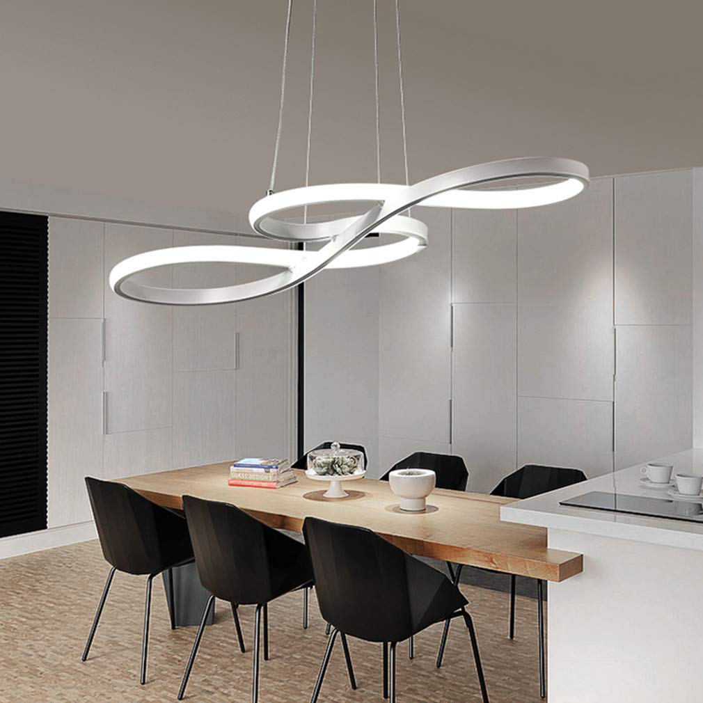 Modern LED Pendant Light - Dimmable Adjustable Chandelier Ceiling Fixture, 40W 75cm White Hanging Lamp for Living Room, Dining Room & Kitchen Island Lighting | Perfect for Home Decor and Ambient Lighting
