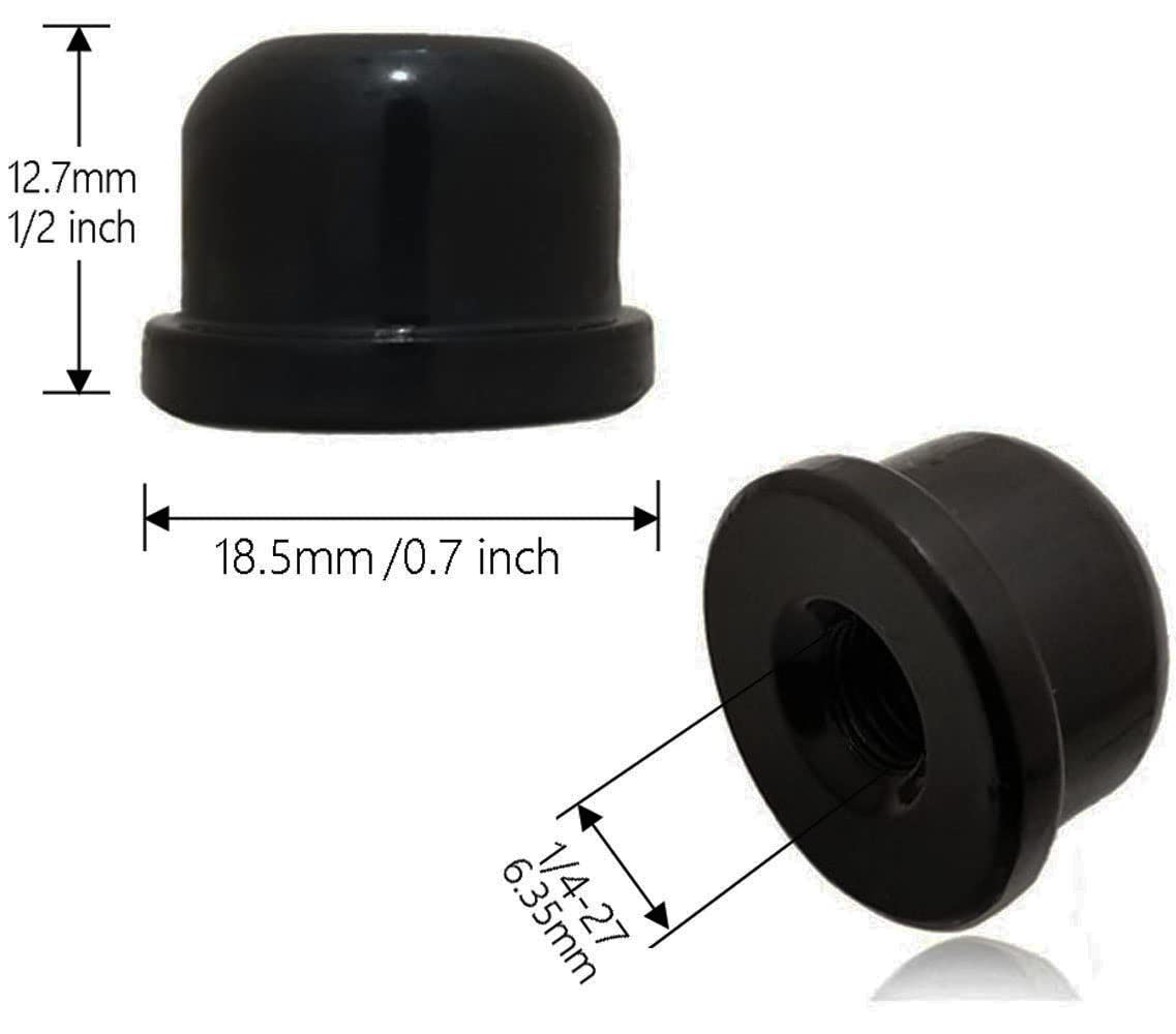8Pcs Black Lamp Finials Knobs - 1/2 Inch Solid Metal Lamp Shade Holder Harp Accessories with 1/4-27 Threaded Screw Cap - Perfect for Table Lamps, Floor Lamps & Home Decor Lighting Fixtures