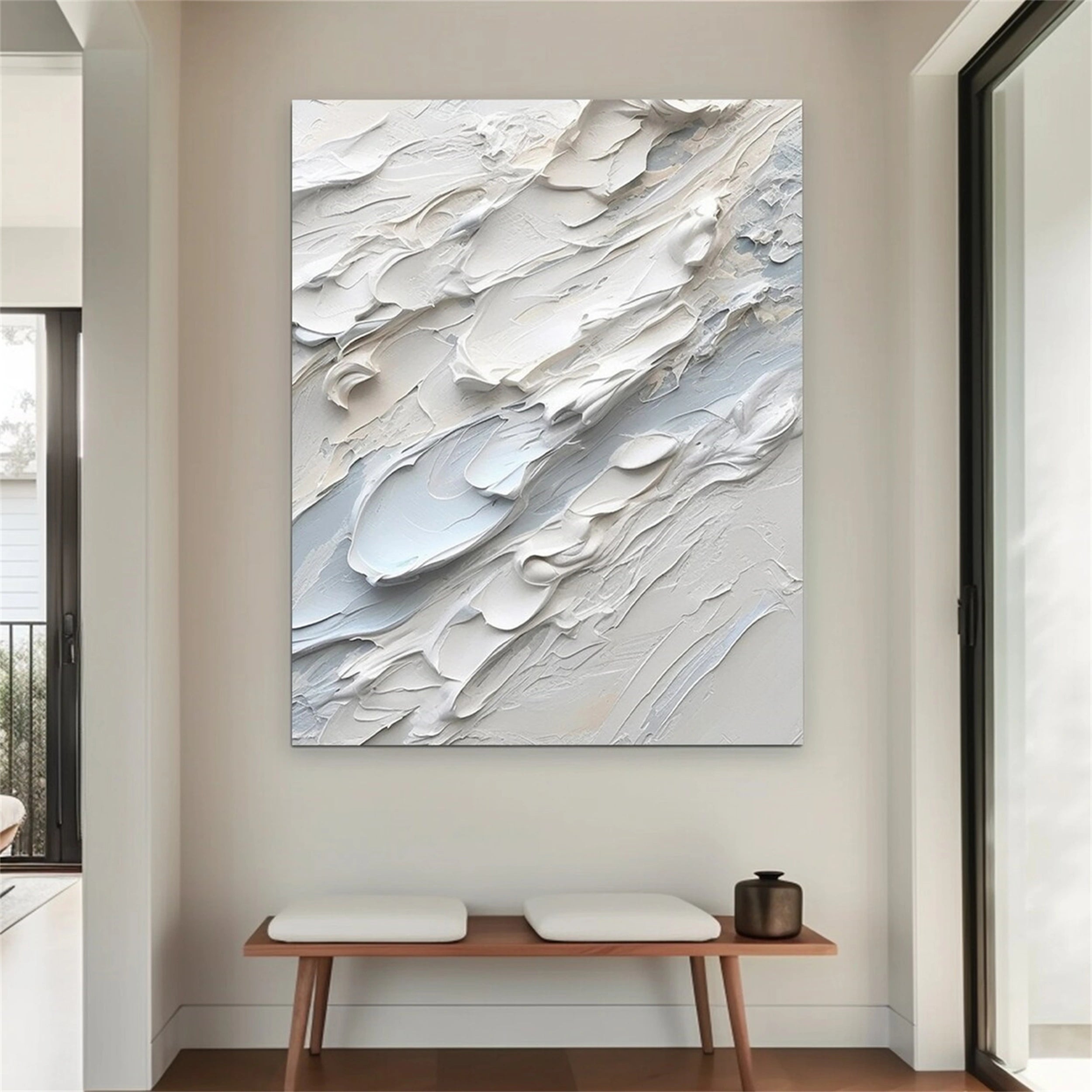 White Minimalist Textured Painting Canvas - Premium Artist Canvas for Oil & Acrylic Painting - Perfect for Home Decor & Art Studios | #MM153