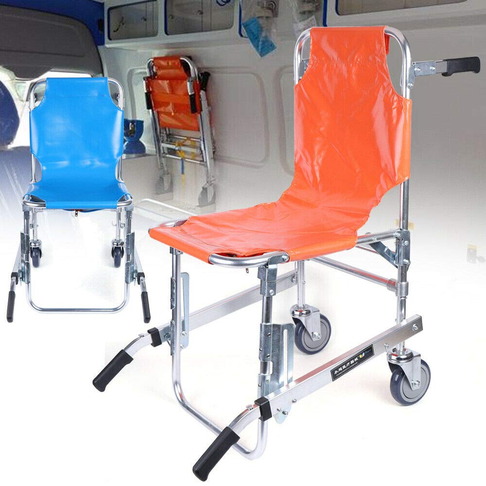 CNCEST EMS Stair Chair - Medical Transport & Evacuation Chair with Seat Belt, Orange - Ideal for Emergency Rescue, Patient Transfer, and Mobility Assistance in Hospitals & Homes