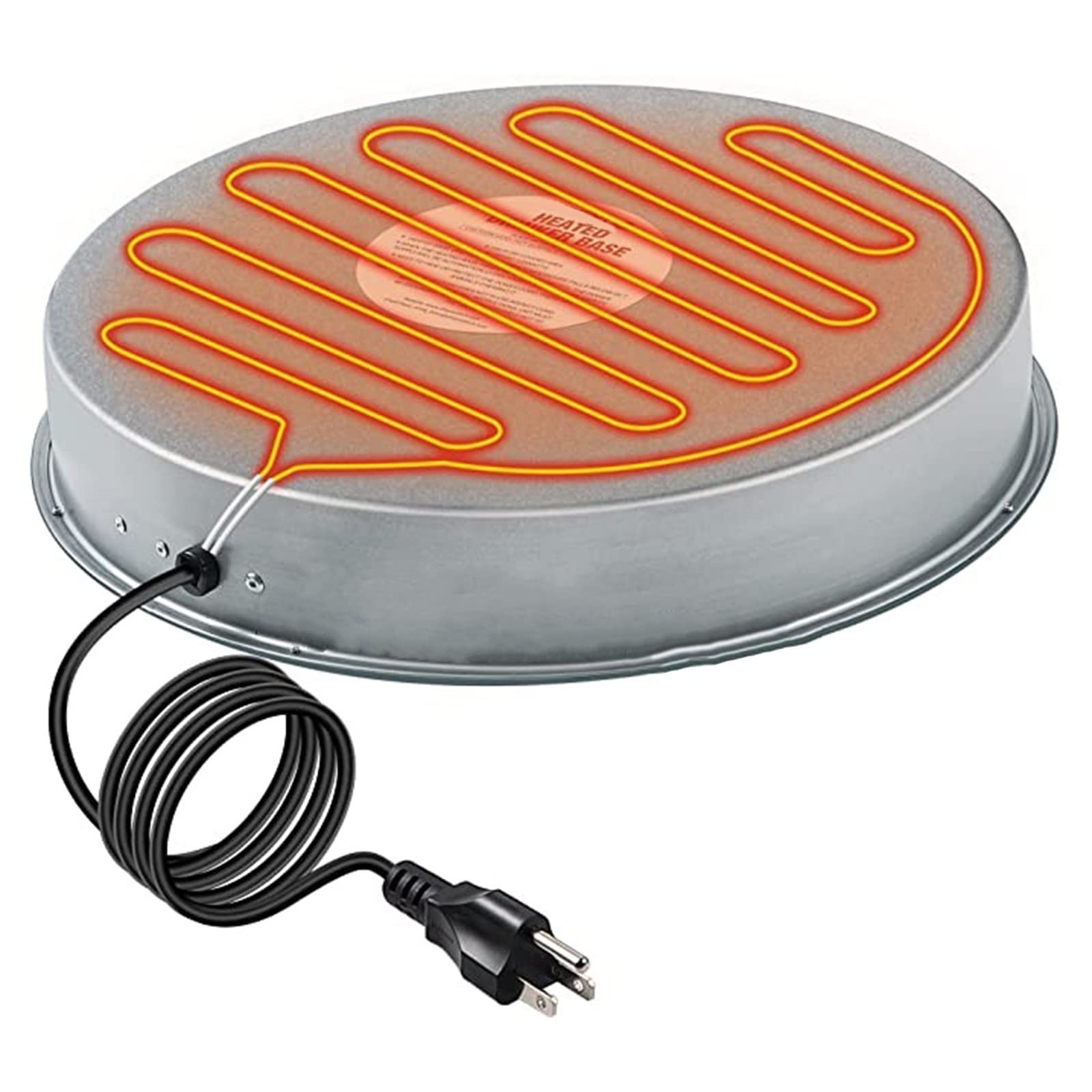 125W Heated Water Bowl Base for Poultry & Pets - Winter-Proof Metal Waterer Deicer for Chickens, Ducks, Cats & Dogs | Automatic Pet Feeder & Waterer for Cold Weather Use in Coops, Barns & Outdoor Areas