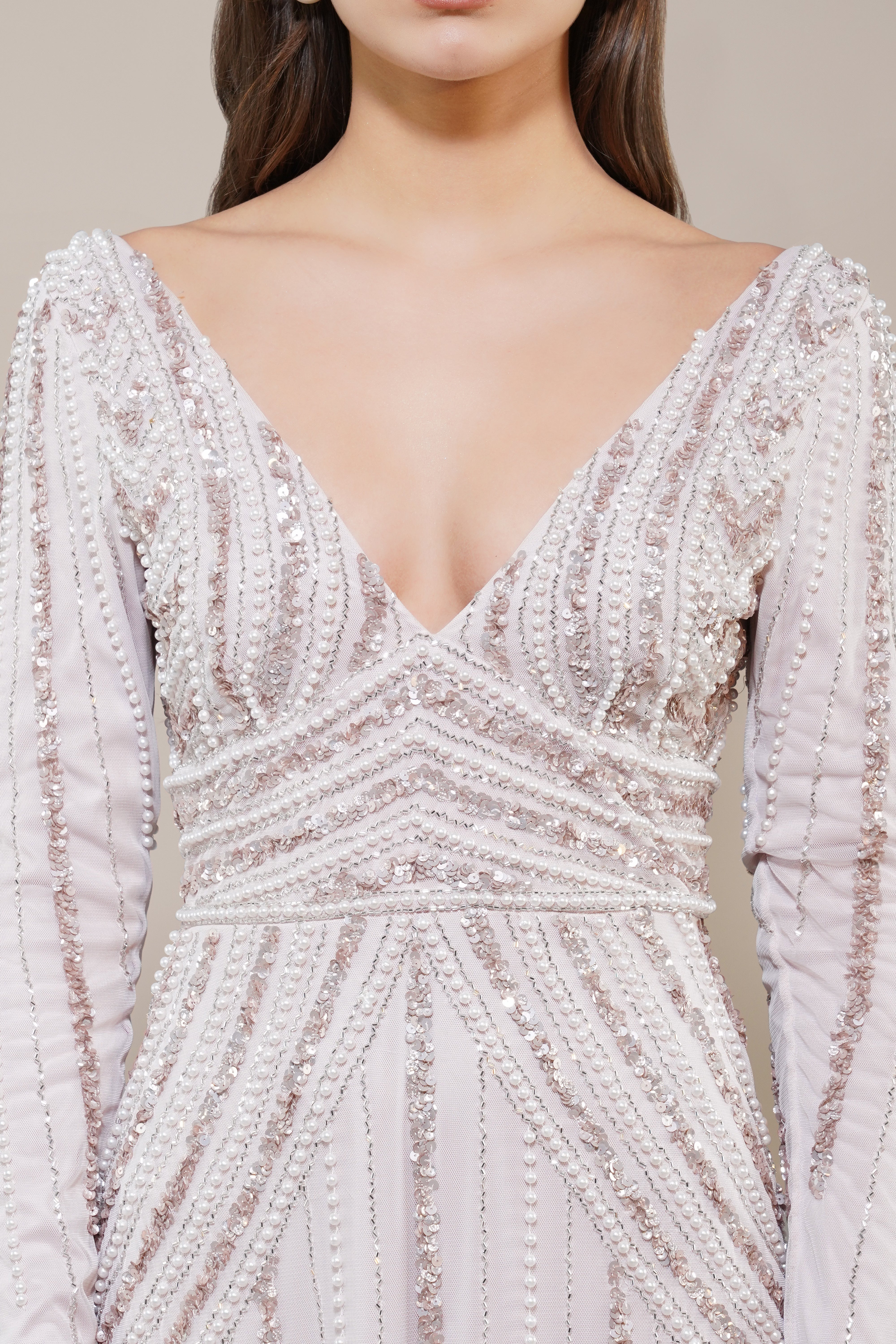 Cordelia Embellished Maxi Dress in Powder Pink | Elegant Floral Lace Formal Gown | Perfect for Weddings, Prom & Evening Events