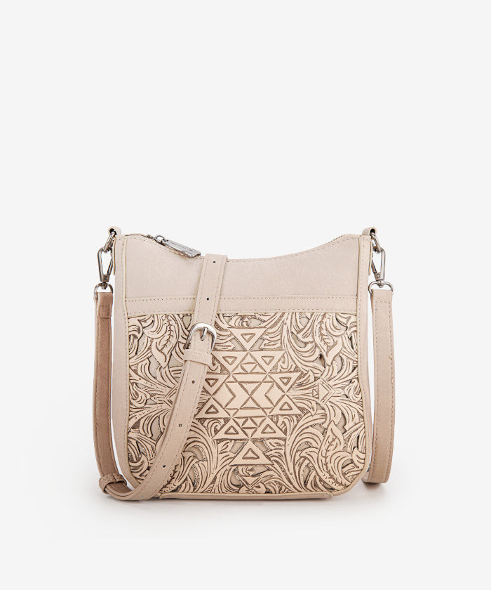 Trinity Ranch Tooled Leather Crossbody Bag Set for Women - Western Style Handbag Purse with Adjustable Strap - Perfect for Travel, Shopping & Everyday Use