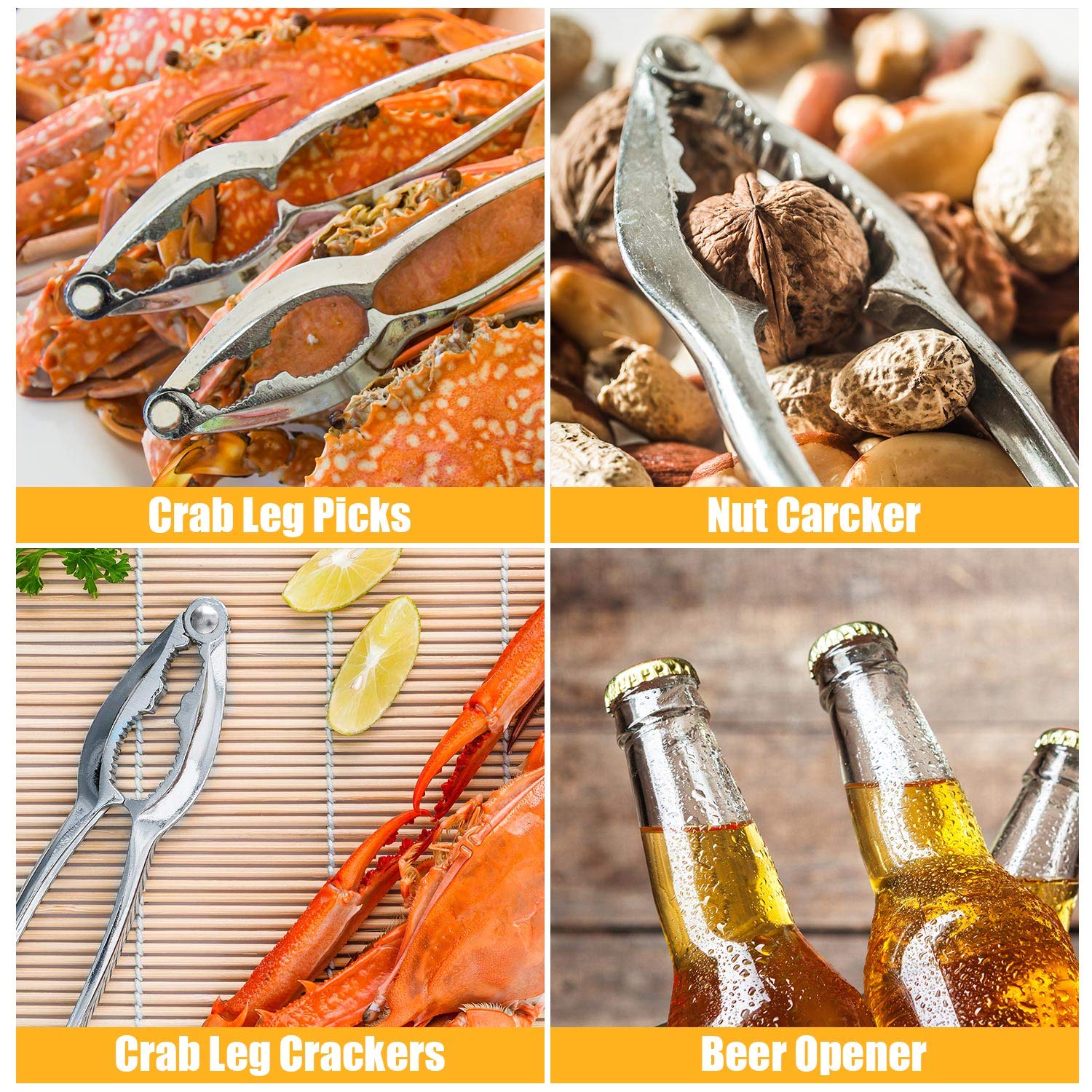 100 Pcs Heavy Duty Crab & Lobster Crackers Set - Premium Seafood & Nut Cracking Tools for Kitchen, Restaurants, and Outdoor Picnics