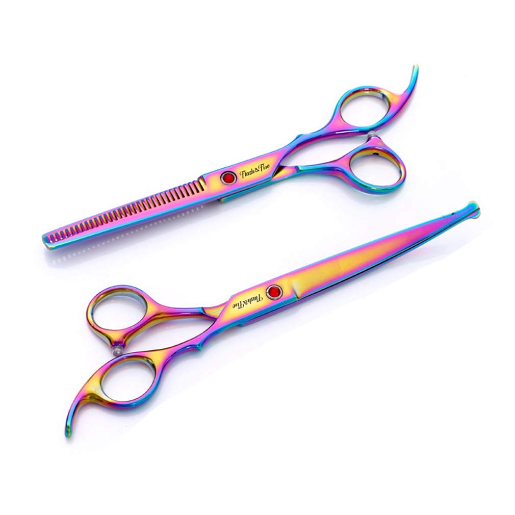 Premium 4-Piece Stainless Steel Pet Grooming Scissors Set for Dogs & Cats - Straight, Thinning, Curved Scissors & Comb - Professional Pet Hairdressing Shears for Home Grooming & Salon Use