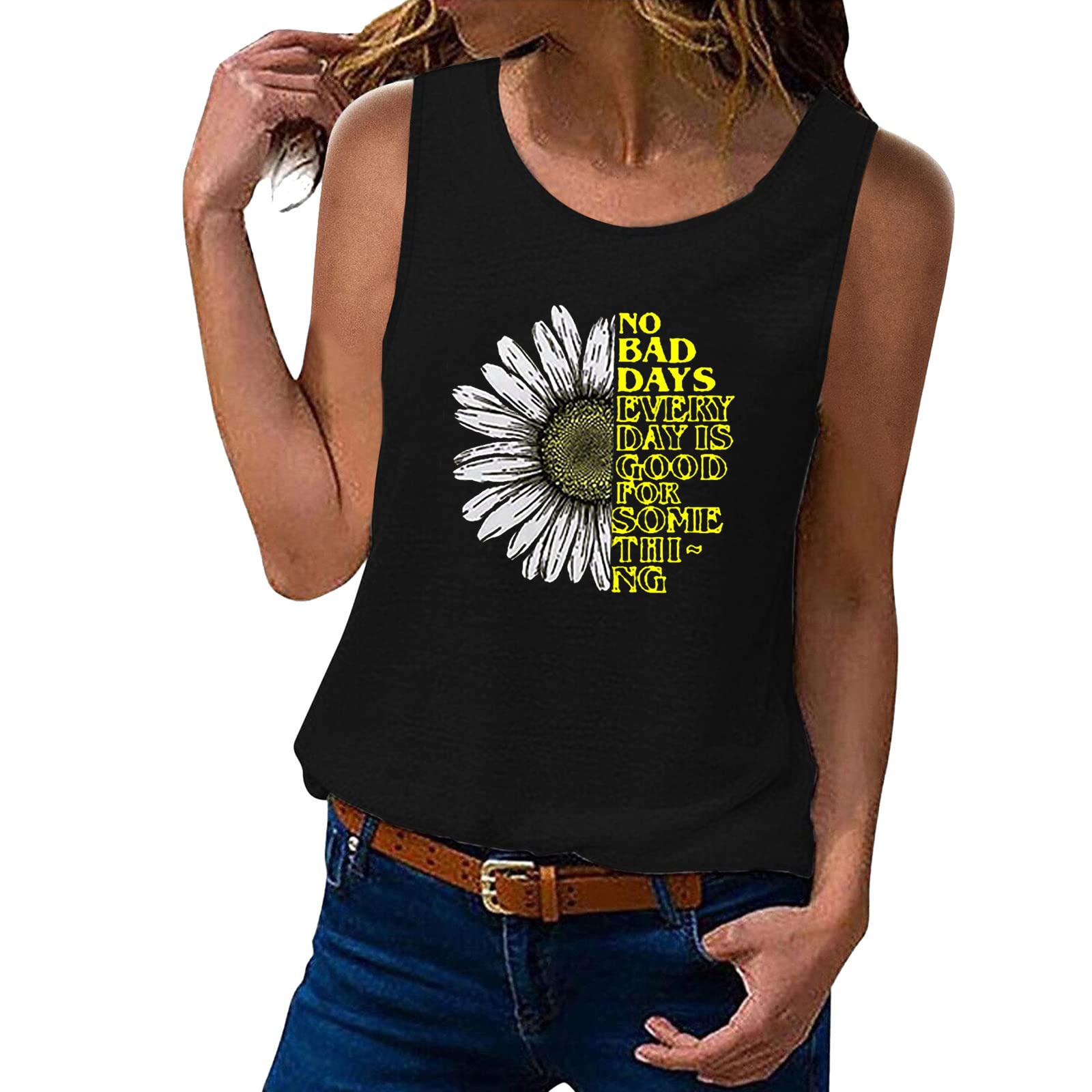 Women's Flowy Sleeveless Tank Tops - Cute Floral Print Summer Tunic Tops for Women, Loose Fit & Comfortable - Perfect for Beach Outings, Yoga, and Casual Wear