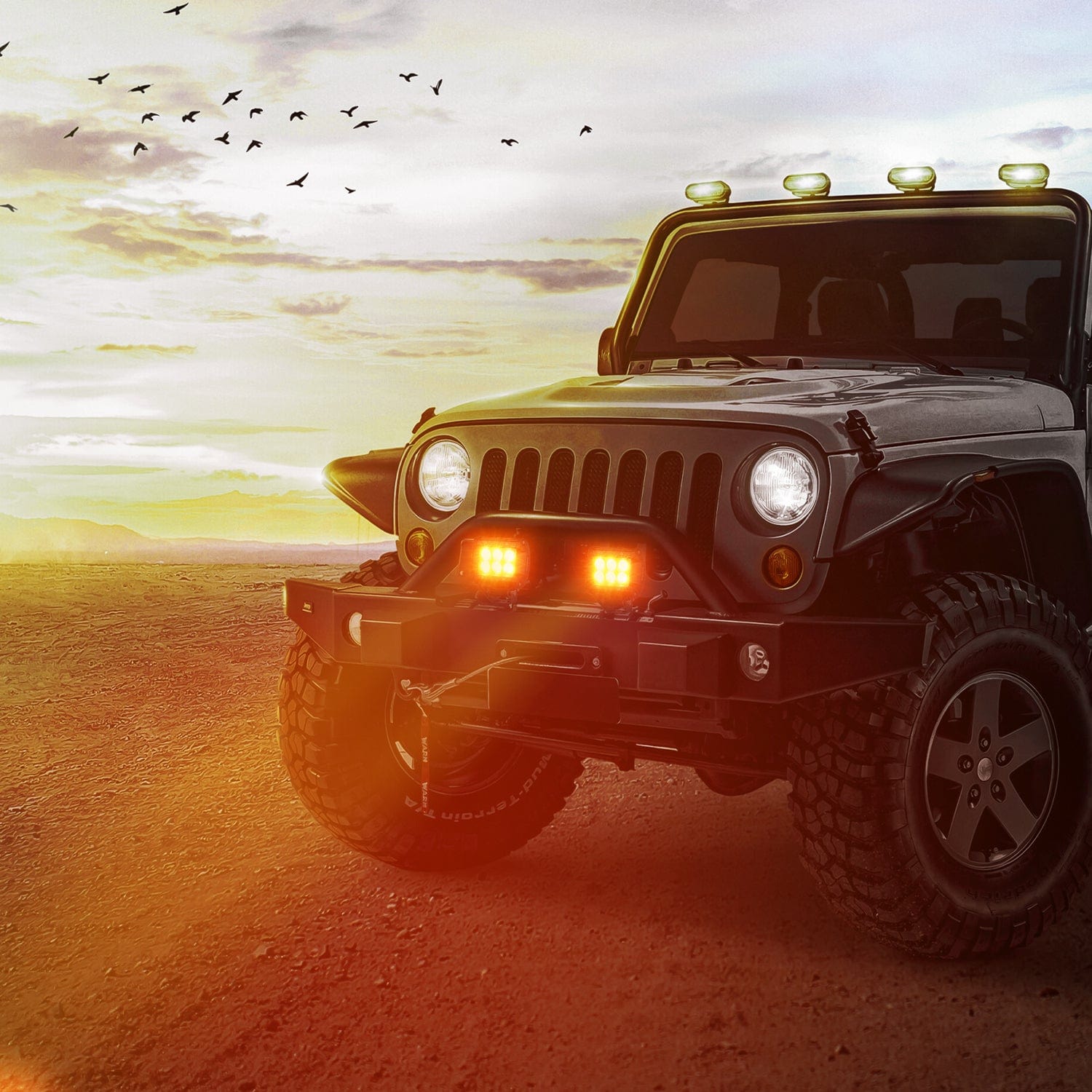 4 Inch 18W Amber Beam LED Light Pods (Pair) - Off-Road, Truck, ATV, UTV, Jeep Lighting for Night Driving & Outdoor Adventures