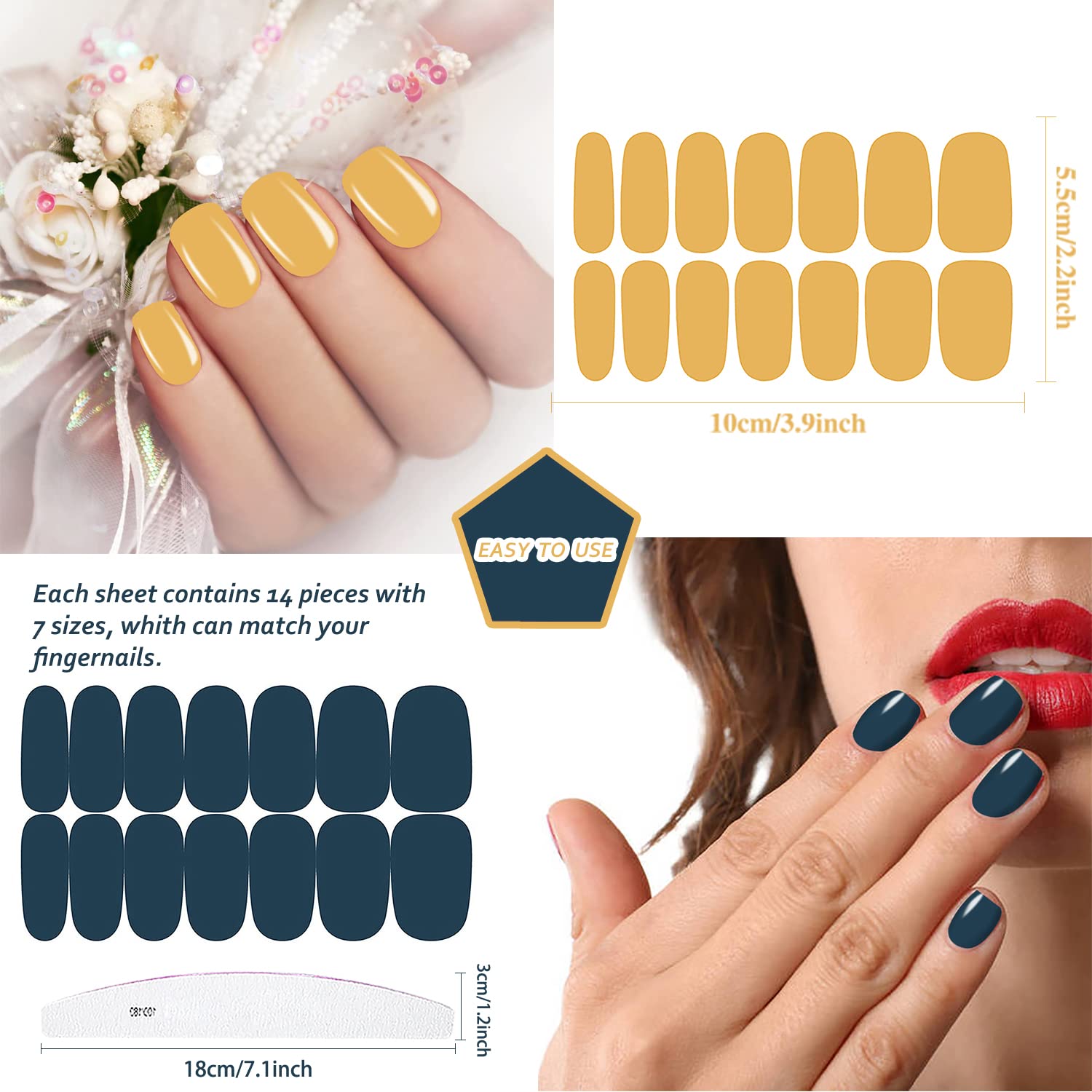 JERCLITY 224-Piece Nail Polish Strips Kit - 16 Self-Adhesive Nail Wraps with Nail File for Women & Girls | DIY Manicure at Home, Salon-Quality Nail Art Designs for Parties, Weddings & Everyday Wear