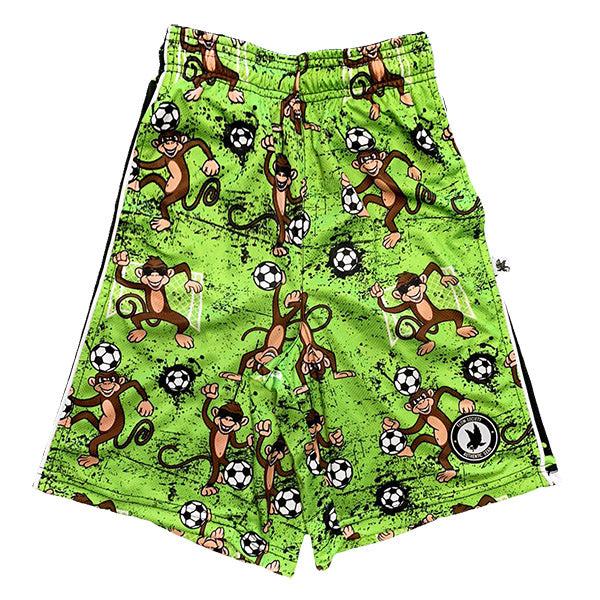 Boys Soccer Shorts - Flow League Monkeys Attack Design - Comfortable & Breathable for Youth Soccer Training & Games