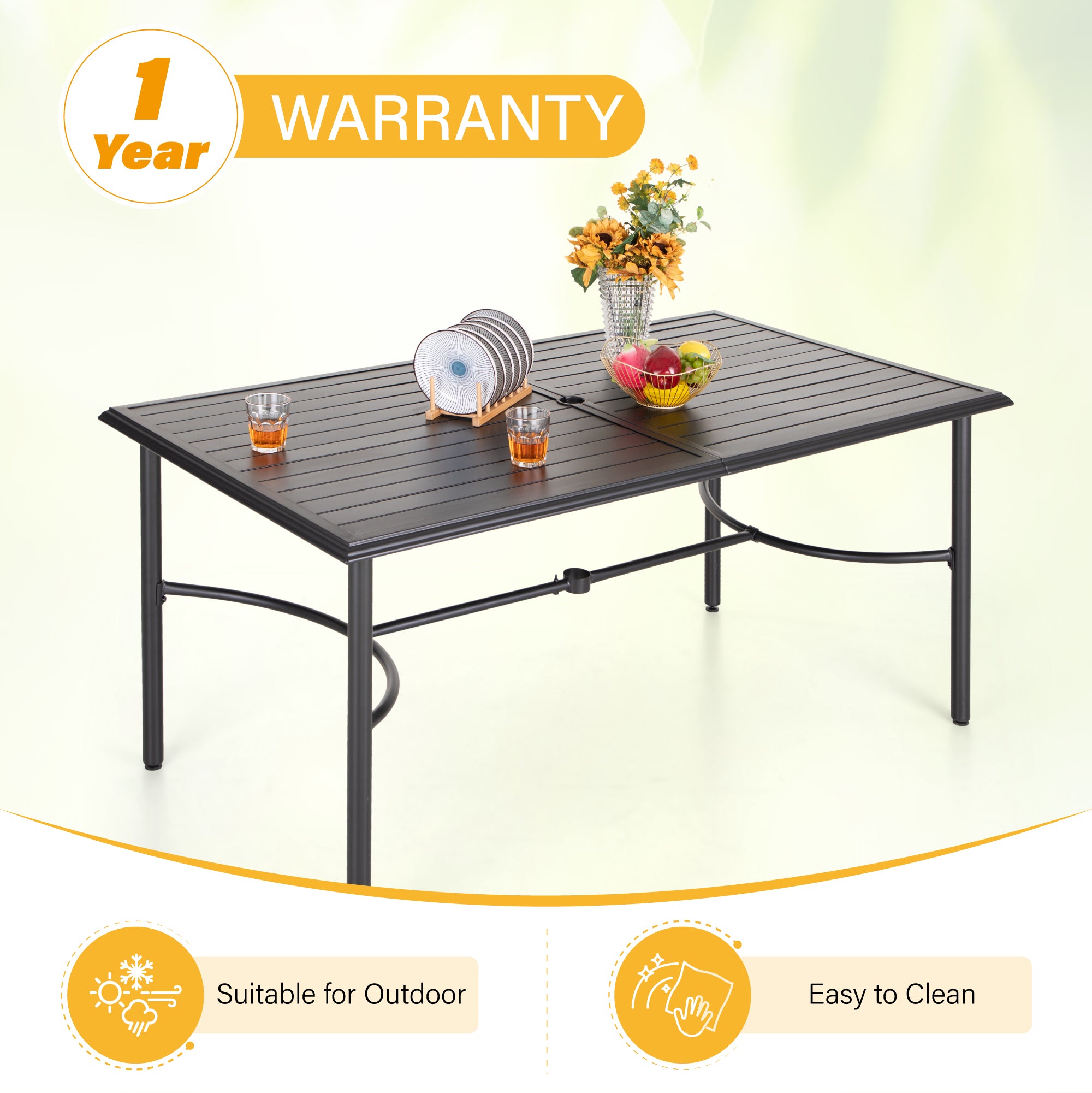 7-Piece Patio Dining Set with Textilene Chairs & Steel Table - Outdoor Furniture for Backyard, Garden, Poolside, and Deck - Sophia & William