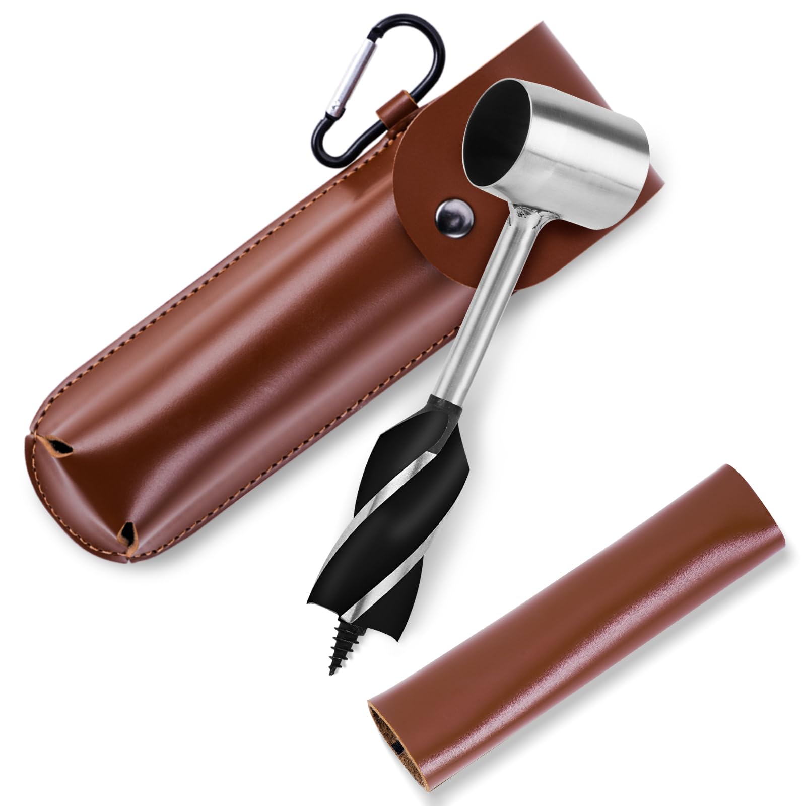 Survival Hand Auger Wood Drill - Scotch Eye Auger & Bushcraft Settlers Tool for Camping, Hiking, Outdoor Adventures | Includes Protective Case & Hook | Perfect for Wilderness Survival, Woodworking, and DIY Projects