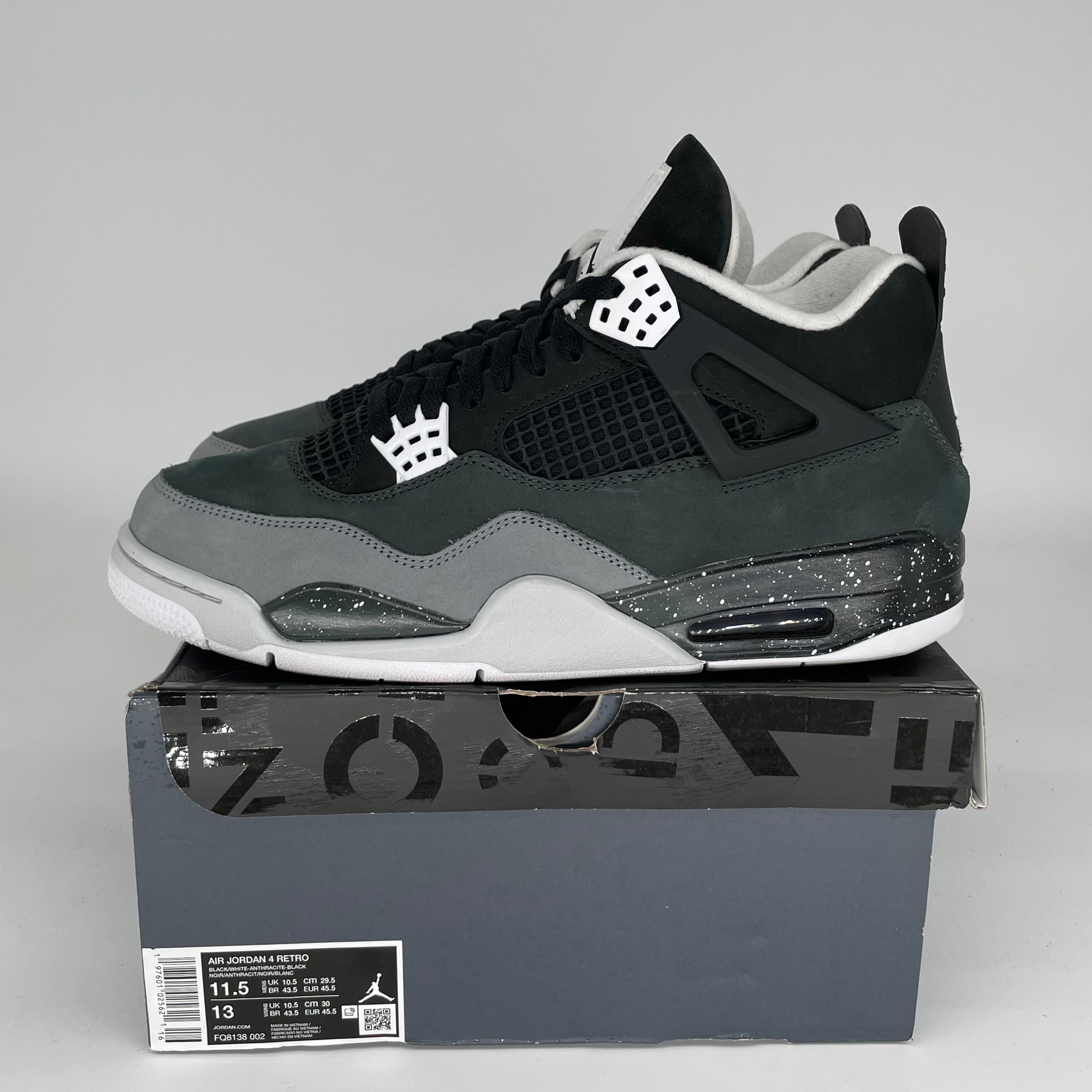 Original Air Jordan 4 Fear Men's Basketball Shoes Size 11.5 - Style FQ8138-002 | Retro Sneakers for Streetwear & Basketball Games