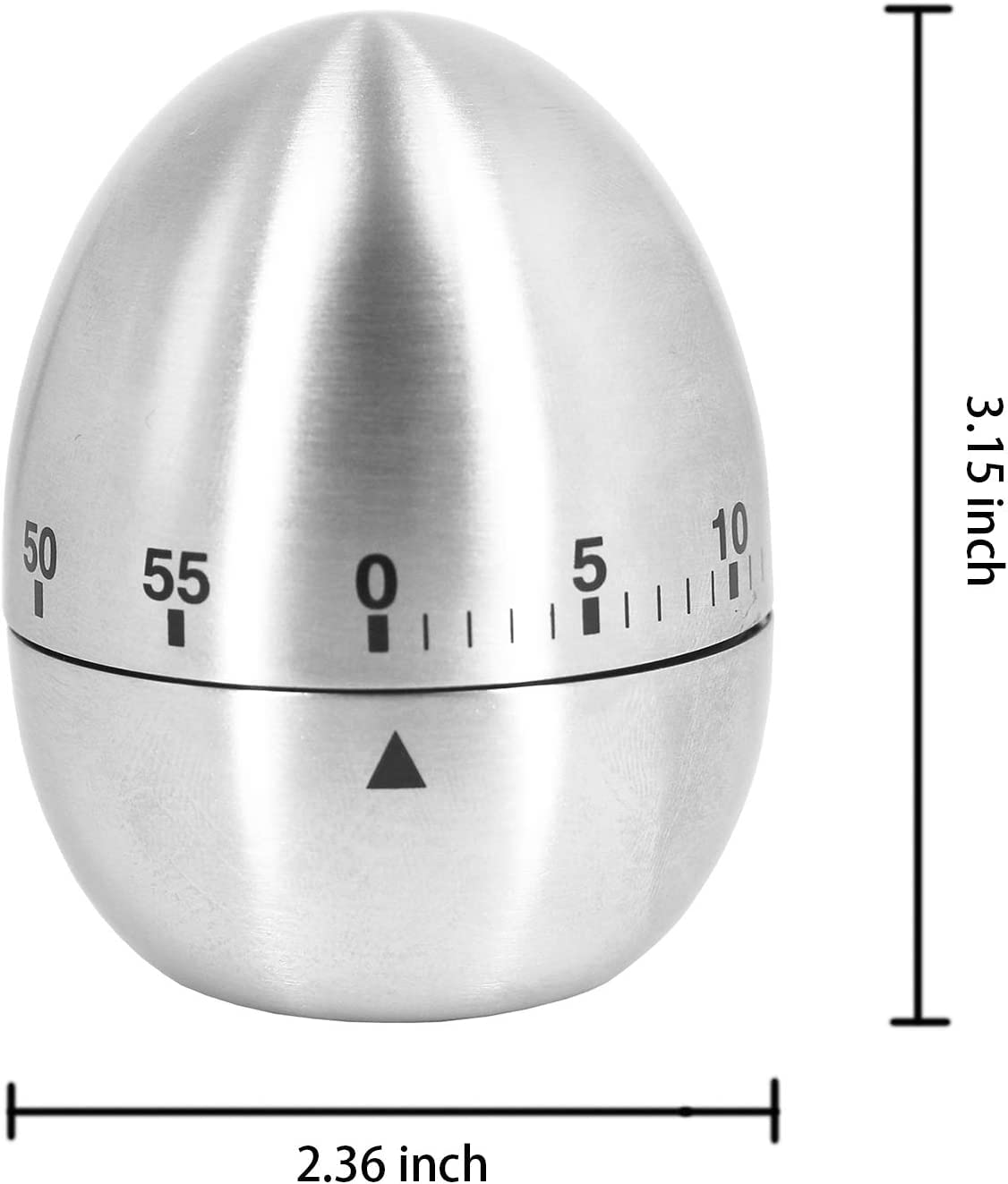 LIMBANI BROTHERS Stainless Steel Egg-Shaped Kitchen Timer - Manual Mechanical Countdown Timer with Loud Alarm for Cooking, Baking & Kids Activities (Silver) - Perfect for Home, Classroom & Kitchen Use