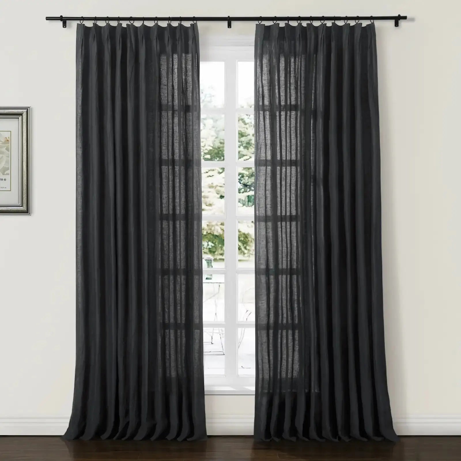 100% Linen Pleated Curtains by Doris - Elegant Window Treatments for Living Room, Bedroom & Dining Room