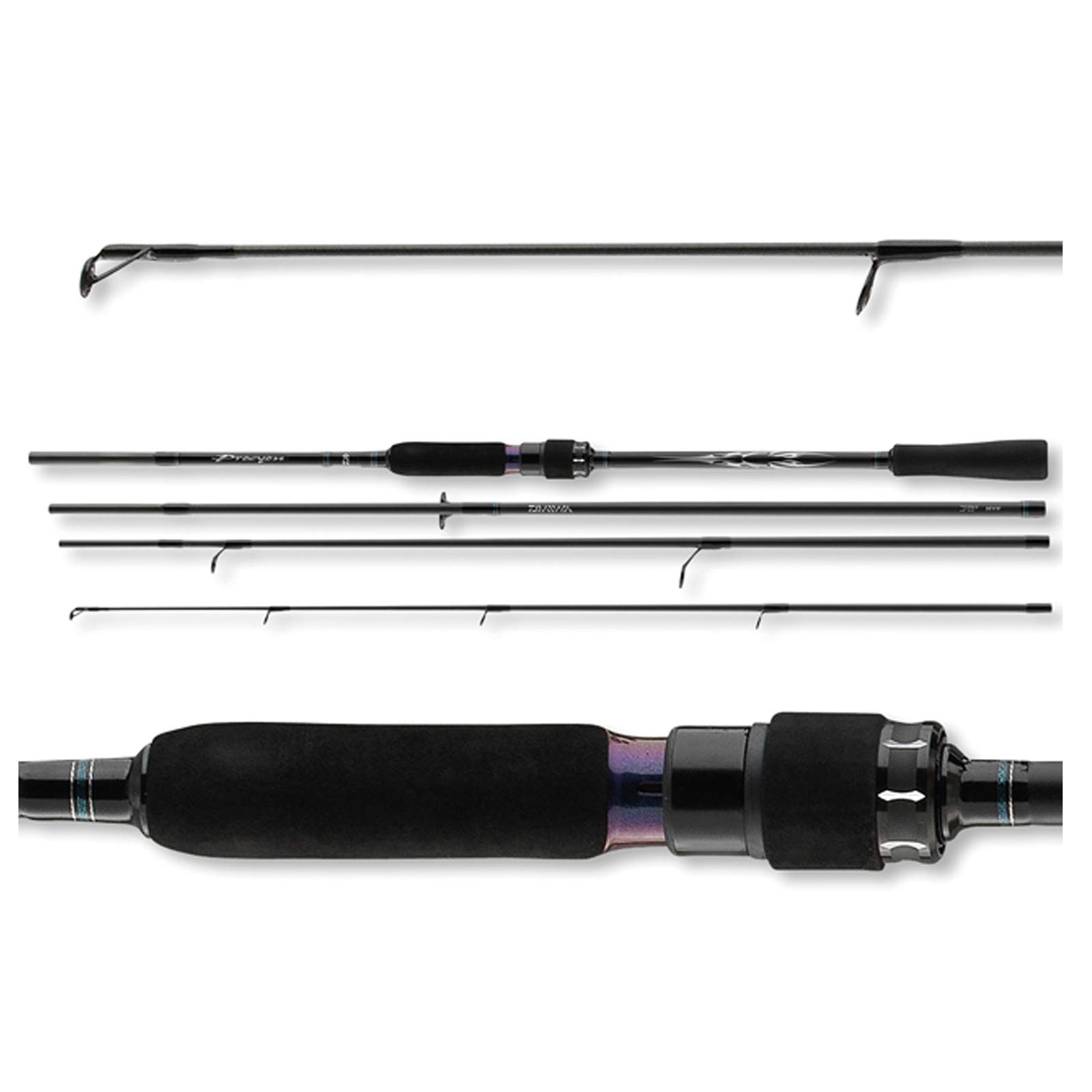 Daiwa Procyon 8ft 4-Piece Travel Fishing Rod - 1.06-2.47oz Casting Weight | Portable Spinning Rod for Bass, Trout & Saltwater Fishing | Perfect for Backpacking, Camping & International Travel
