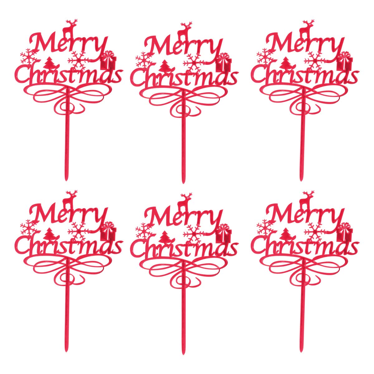 PRETYZOOM 6Pcs Merry Christmas Snowflake Cake Toppers - Holiday Party Cake Decorations for Christmas Desserts, Birthday Cakes & Winter Celebrations